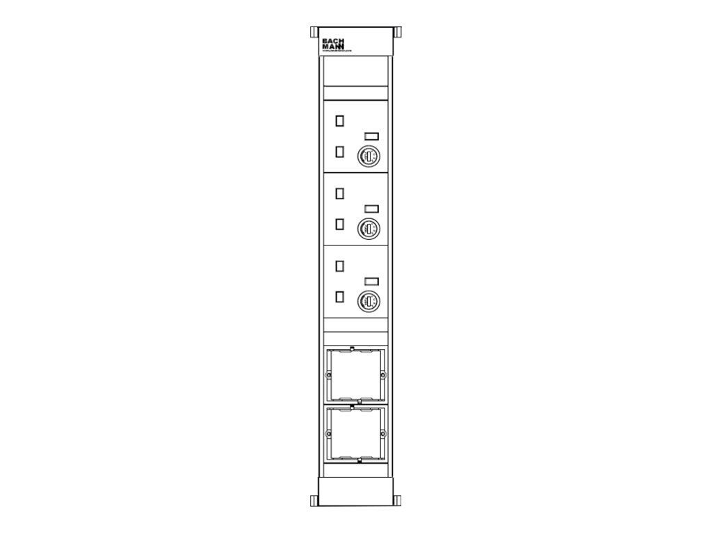 Bachmann POWER FRAME - Größe L - Steckdosenleiste - Wechselstrom 250 V - Eingabe, Eingang GST18i3 - Ausgangsanschlüsse: 3 (3 x BS 1363)