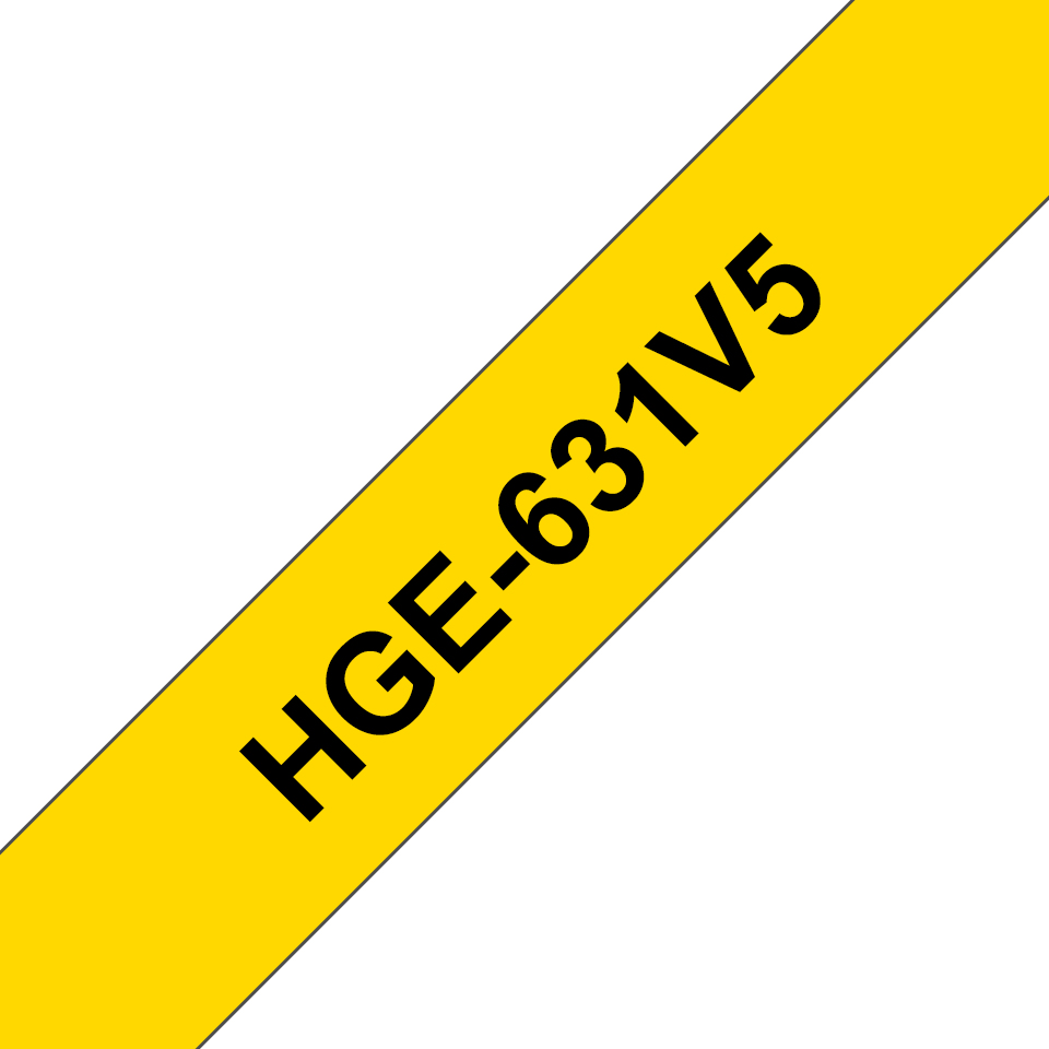Brother HGE-631V5 - Schwarz auf Gelb - Rolle (1,2 cm x 8 m)