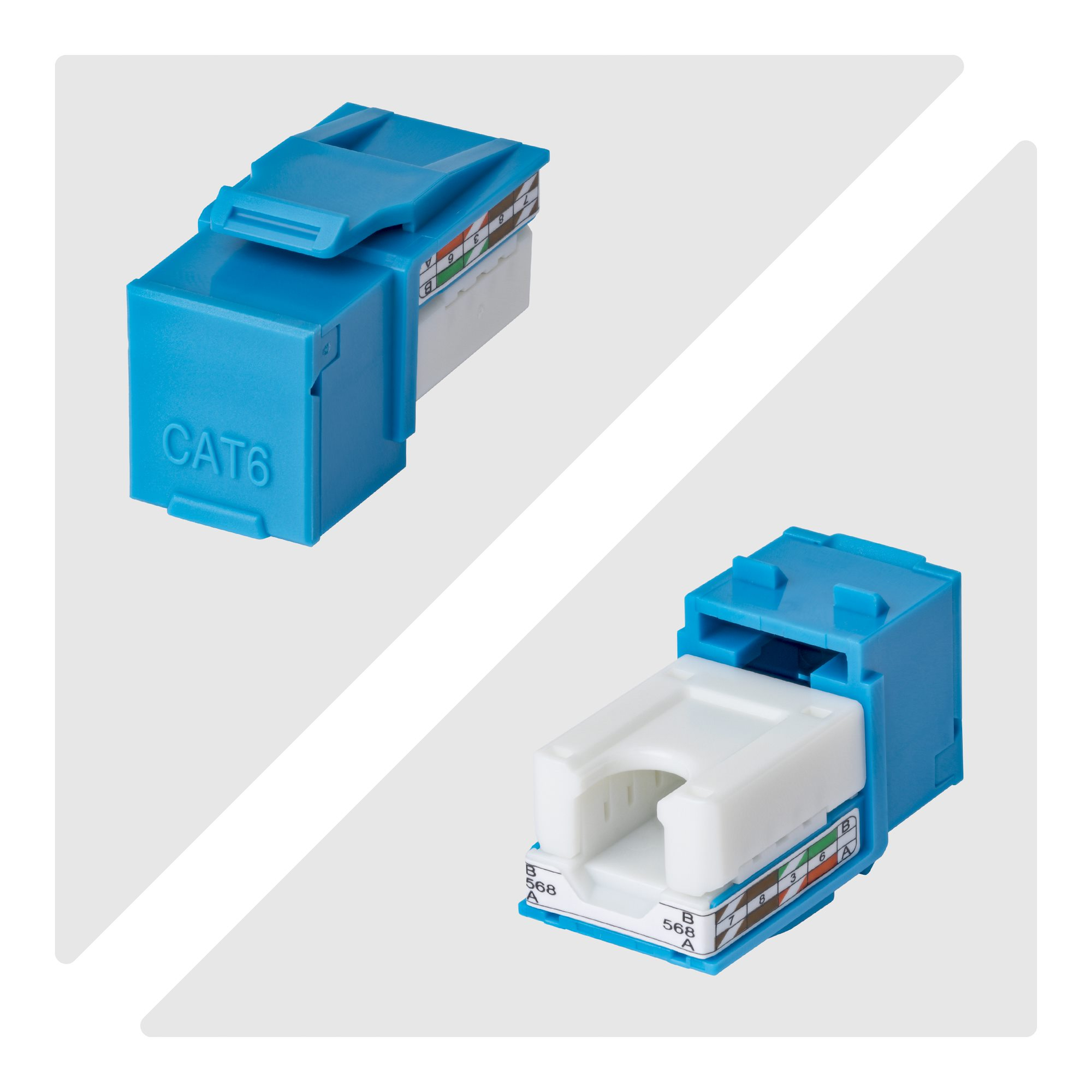 StarTech.com Cat6 Keystone Jack Modul, 24er-Pack RJ45 Ethernet Keystone Buchse, UTP Cat6 Wandbuchse, 90 Grad 110 Punch Down Buchse, Blau, Abgewinkelt, Blau, RJ-45, Buchse, Buchse, 10GBase-T