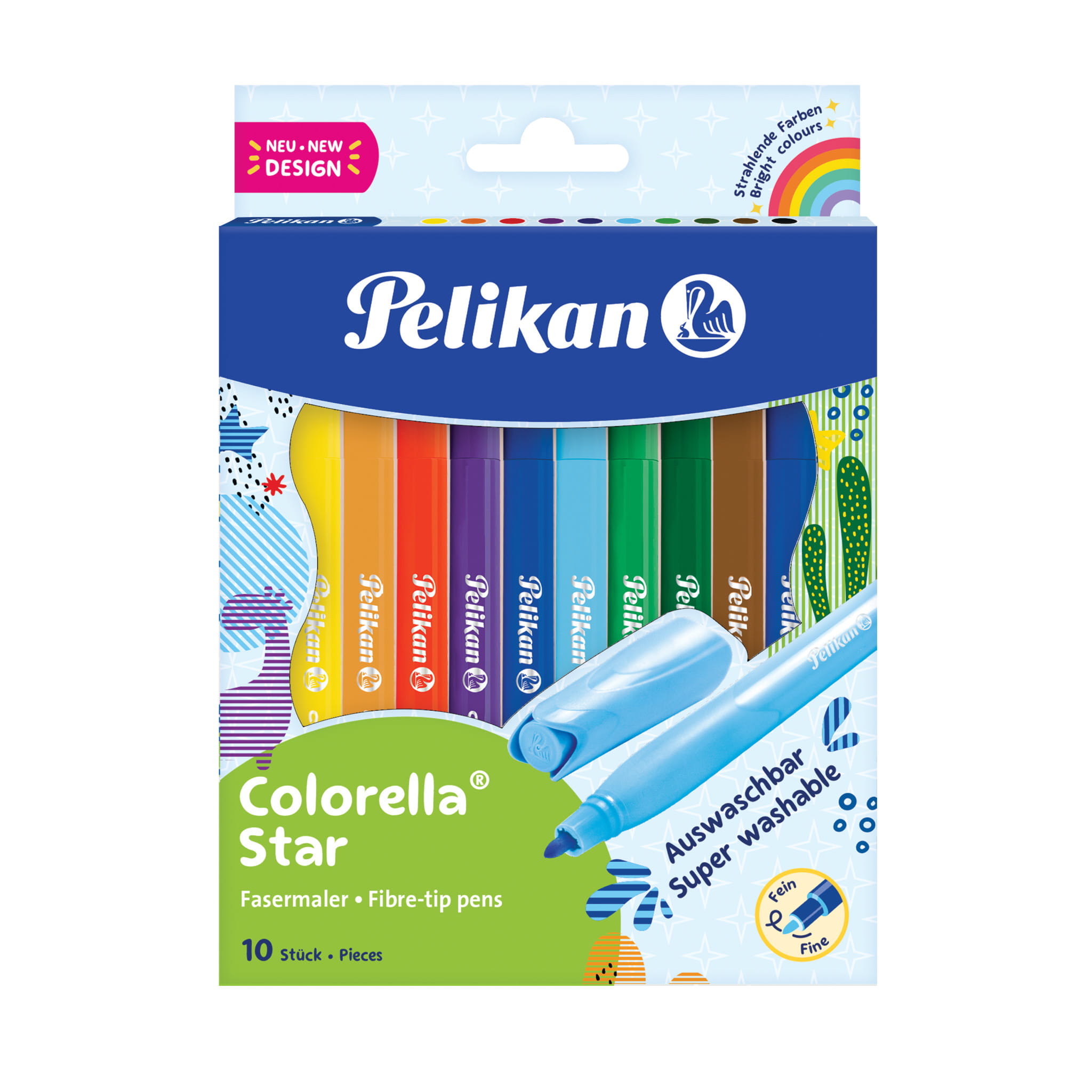 Pelikan 822299, 10 Farben, Schwarz, Blau, Braun, Grün, Hellblau, Hellgrün, Orange, Violett, Rot, Gelb, Rundspitze, 0,6 mm, Gemischte Farben, 10 Stück(e)