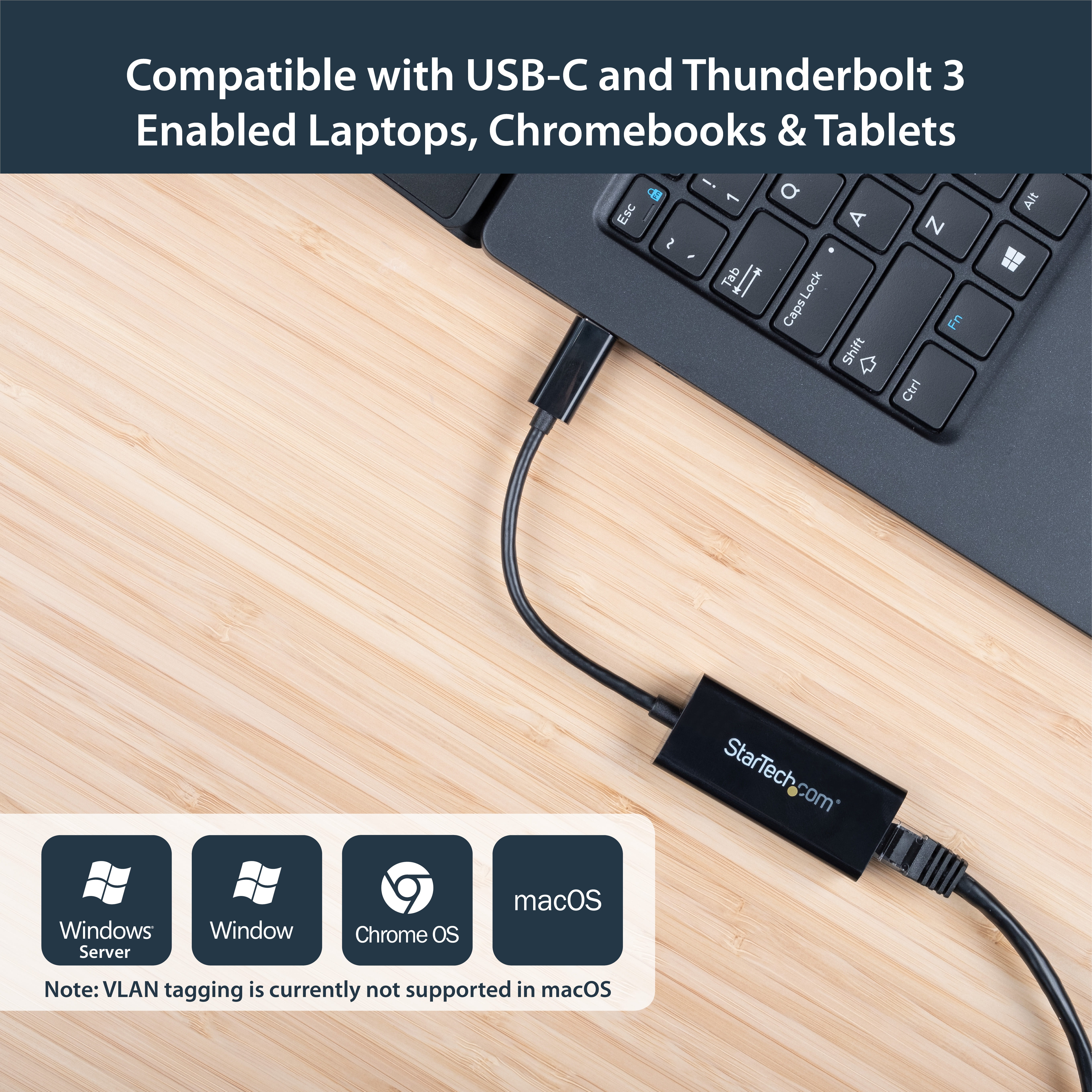 StarTech.com USB C to Gigabit Ethernet Adapter - Black - USB 3.1 to RJ45 LAN Network Adapter - USB Type C to Ethernet (US1GC30B)