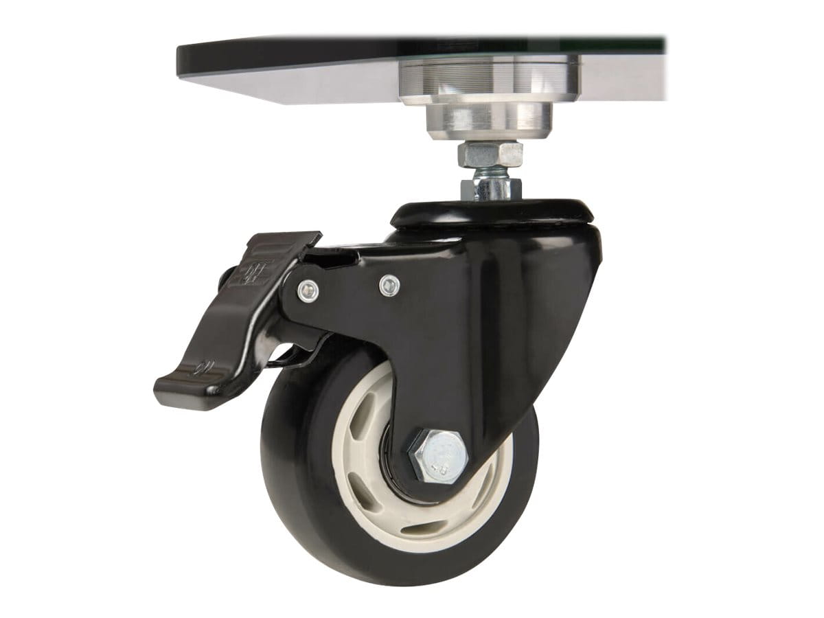 Tripp Eaton Tripp Lite Series Premier Rolling TV Cart for 37" to 70" Displays, Black Glass Base and Shelf, Locking Casters - Wagen - fest - für Monitor / HDTV - Aluminium, Stahl - Schwarz, Silber - Bildschirmgröße: 93.98-177.8 cm (37"-70")
