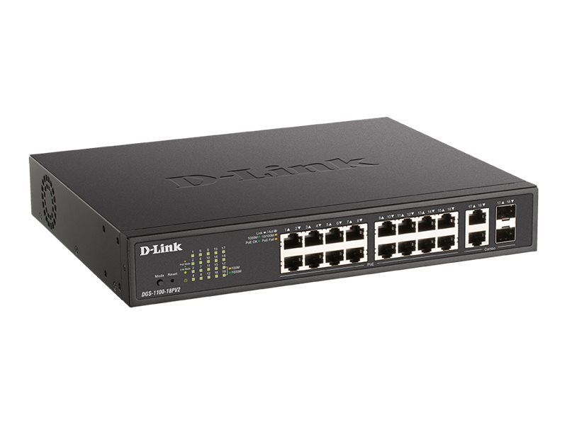 D-Link DGS 1100-18PV2 - Switch - Smart - 16 x 10/100/1000 (PoE+)
