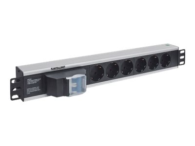 Intellinet 19" 1.5U Rackmount 6-Way Power Strip - German Type", With Double Air Switch, No Surge Protection, 1.6m Power Cord - Stromverteilungseinheit (Rack - einbaufähig)