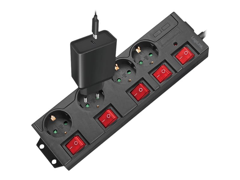 LogiLink Steckdosenleiste - Wechselstrom 250 V - 3680 Watt - Ausgangsanschlüsse: 4 (4 x CEE 7/3)