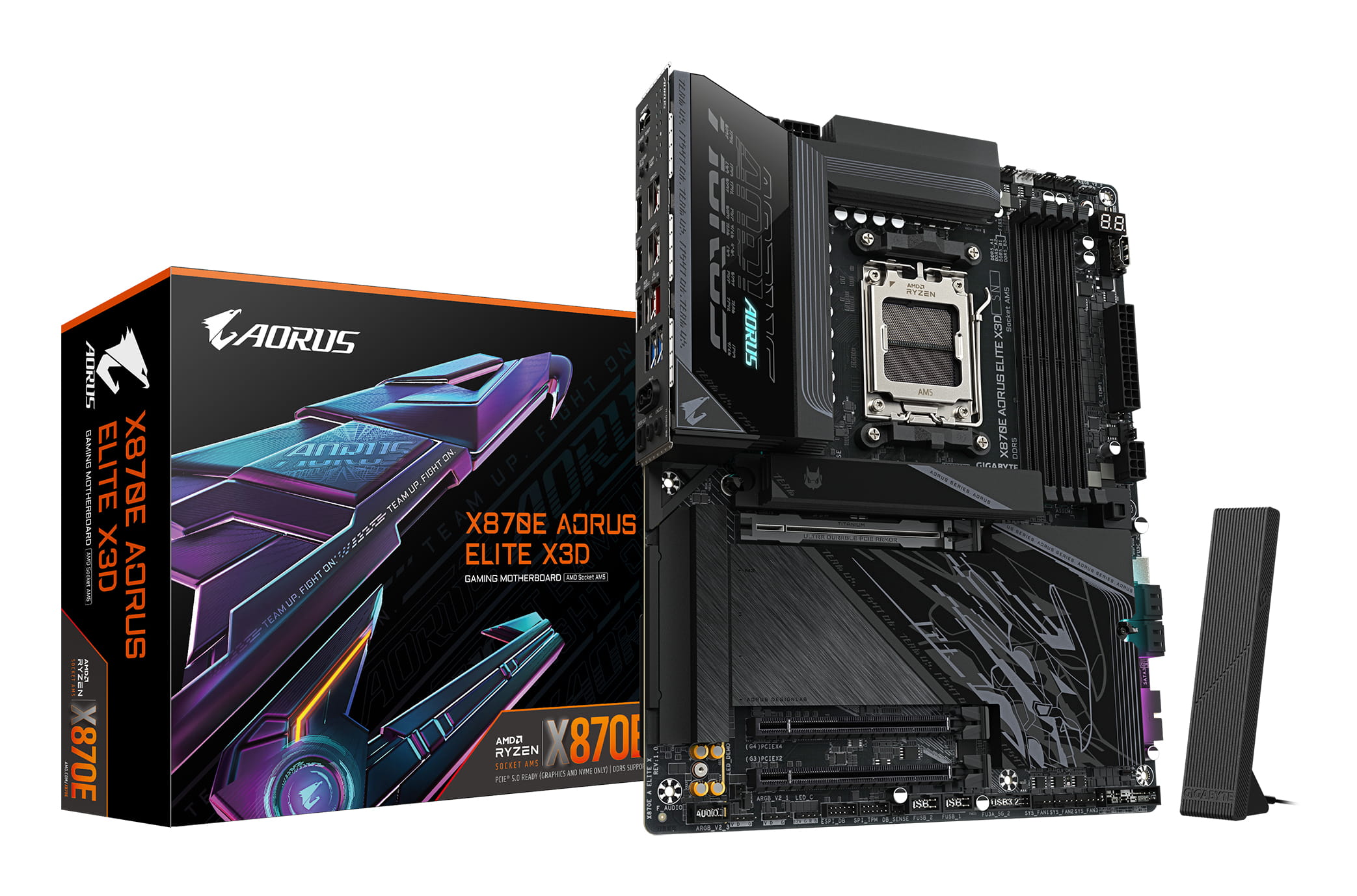 Gigabyte X870E AORUS ELITE X3D Mainboard – Unterstützt AMD Ryzen 9000 Prozessoren, 16+2+2-Phasen Digital-VRM, bis zu 9000 Hz DDR5 (OC), 2 x PCIe 5.0 + 2 x PCIe 4.0, Wi-Fi 7, 5 GbE LAN, USB 4, AMD, Sockel AM5, AMD Ryzen 7000 Series, AMD Ryzen 8000 Seri