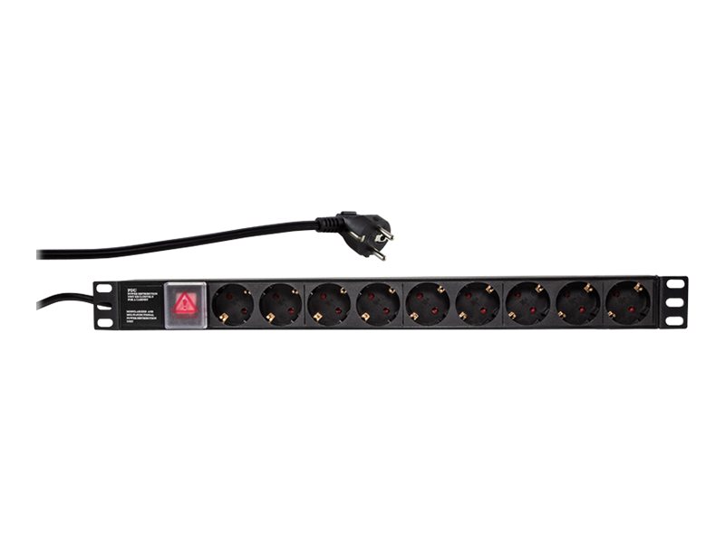 LogiLink Stromverteilungseinheit (Rack - einbaufähig) - Wechselstrom 250 V - 3500 Watt - Eingabe, Eingang power CEE 7/7 - Ausgangsanschlüsse: 9 (Stromversorgung)