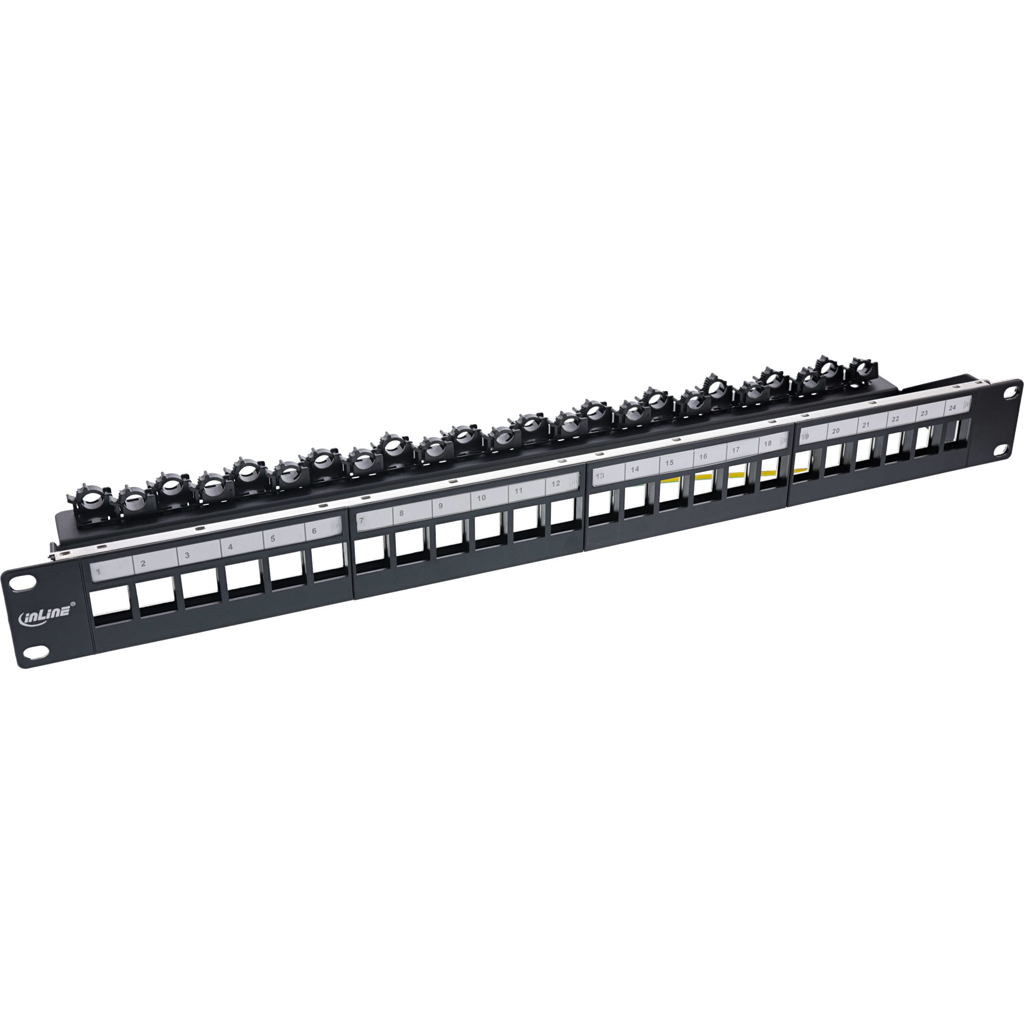 InLine Patchfeld 24-fach - Keystone Leerblech Patchpanel - 19" - 1HE - schwarz