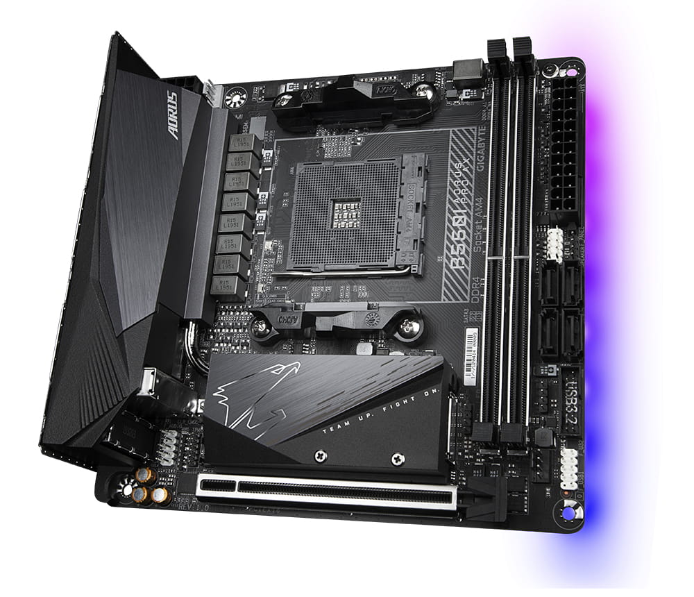 Gigabyte B550I AORUS PRO AX - 1.0 - Motherboard - Mini-ITX - Socket AM4 - AMD B550 Chipsatz - USB-C Gen2, USB 3.2 Gen 1, USB 3.2 Gen 2 - 2.5 Gigabit LAN, Bluetooth, Wi-Fi - Onboard-Grafik (CPU erforderlich)