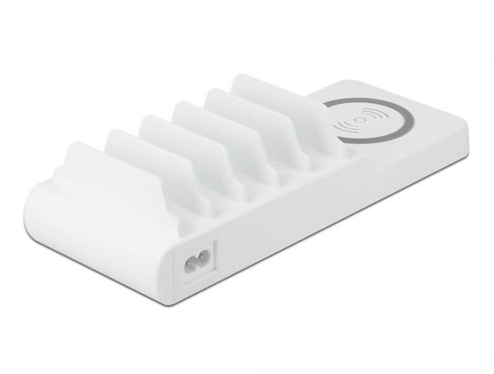 Delock USB and Wireless Charger - Ladestation + AC-Netzteil - 110 Watt - 5 A - PD - 5 Ausgabeanschlussstellen (3 x USB Typ A, 2 x USB-C)
