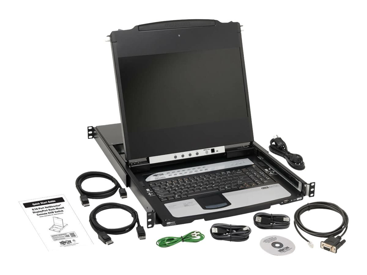 Tripp Eaton Tripp Lite Series DisplayPort IP KVM Console Switch 8-Port 17in LCD Dual Rail 1URM - KVM-Konsole mit KVM-Switch - 8 Anschlüsse - USB - 43.2 cm (17")