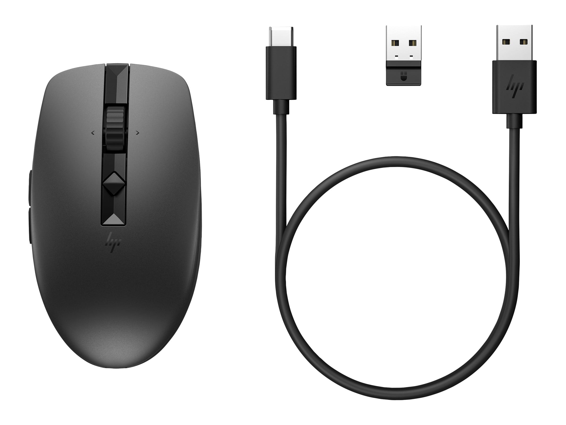 HP 710 - Maus - wiederaufladbar - 7 Tasten - kabellos - Bluetooth 5.3, 2.4 GHz - kabelloser Empfänger (USB)