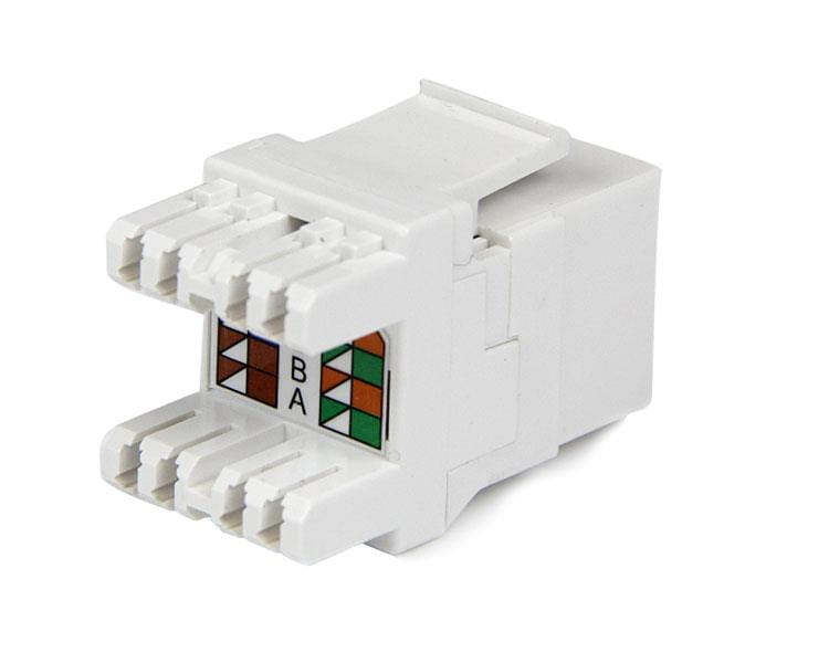 StarTech.com 180 Degree Cat 6 Keystone Jack - RJ45 Ethernet Cat6 Wall Jack White - 110 Type - Keystone Jack 180 Degree 110 UTP (C6KEY110SWH)