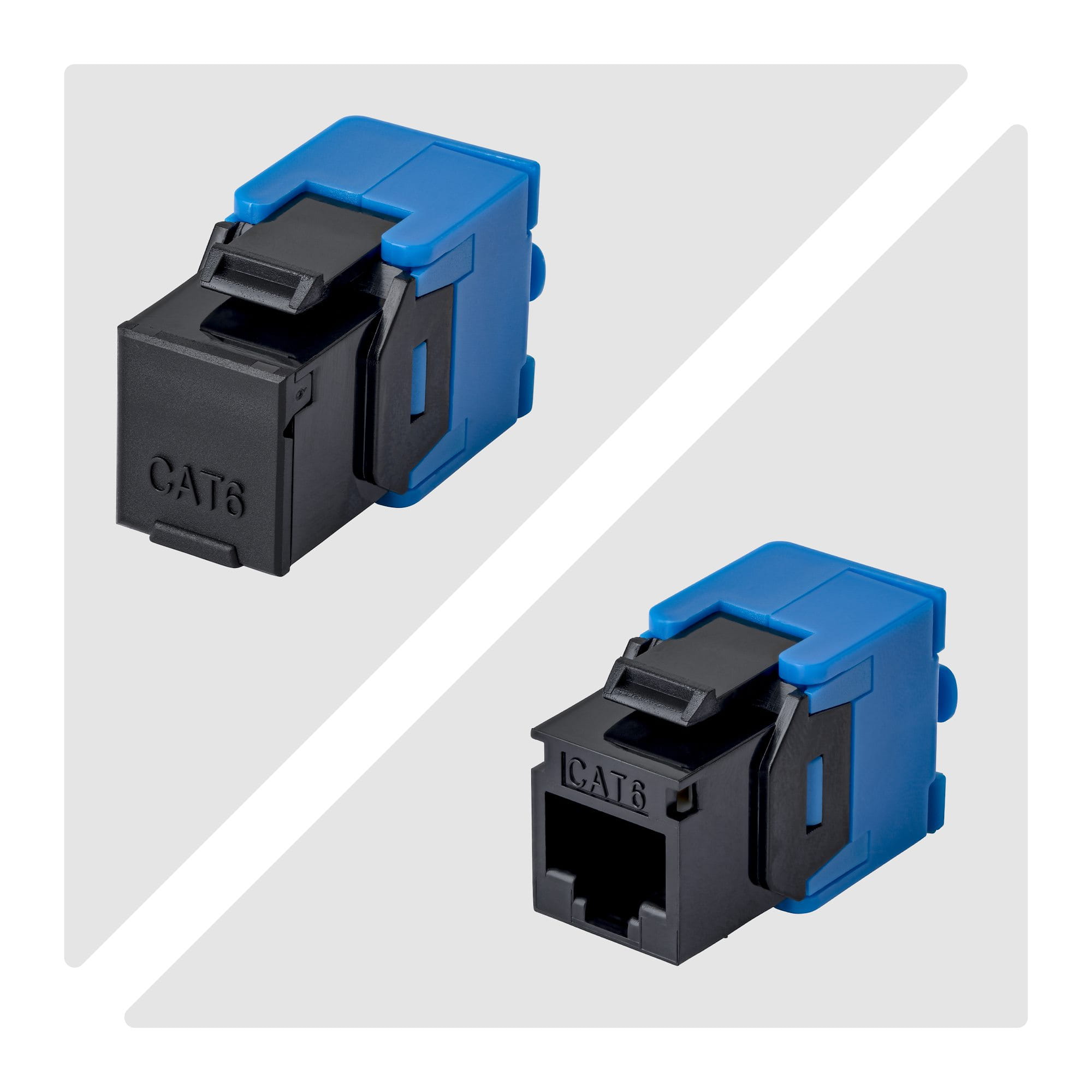 StarTech.com Cat6 Keystone Jack Modul, 24er-Pack RJ45 Ethernet Keystone Buchse, UTP Cat6 Wandbuchse, 180 Grad, werkzeuglos, Schwarz, Flach, Schwarz, Blau, RJ-45, Buchse, Buchse, 10GBase-T