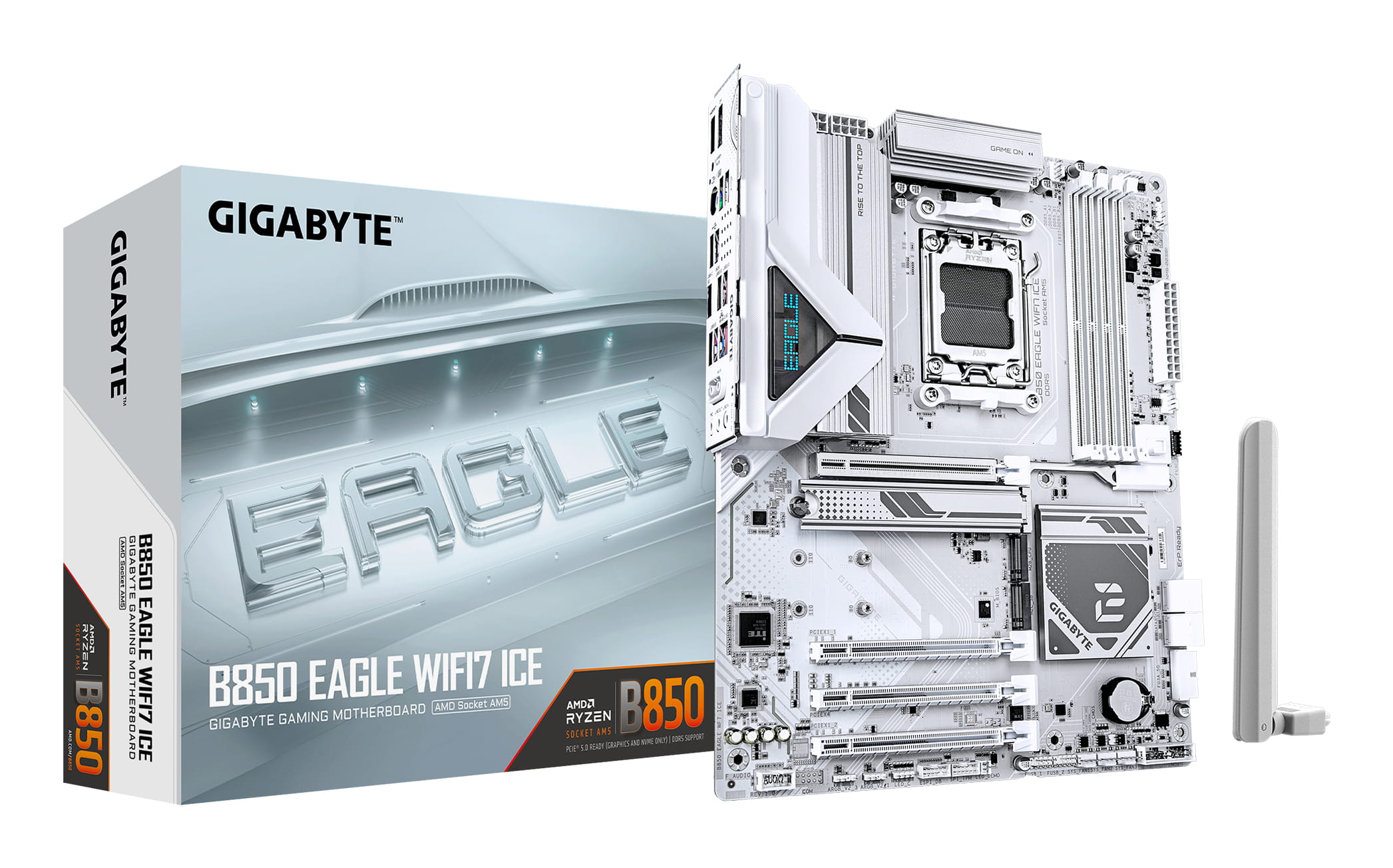 Gigabyte B850 EAGLE WIFI7 ICE - Motherboard - ATX - Socket AM5 - AMD B850 Chipsatz - USB-C 3.2 Gen 1, USB 3.2 Gen 1, USB 3.2 Gen 2 - Bluetooth, 2.5 Gigabit LAN, Wi-Fi 7 - Onboard-Grafik (CPU erforderlich)
