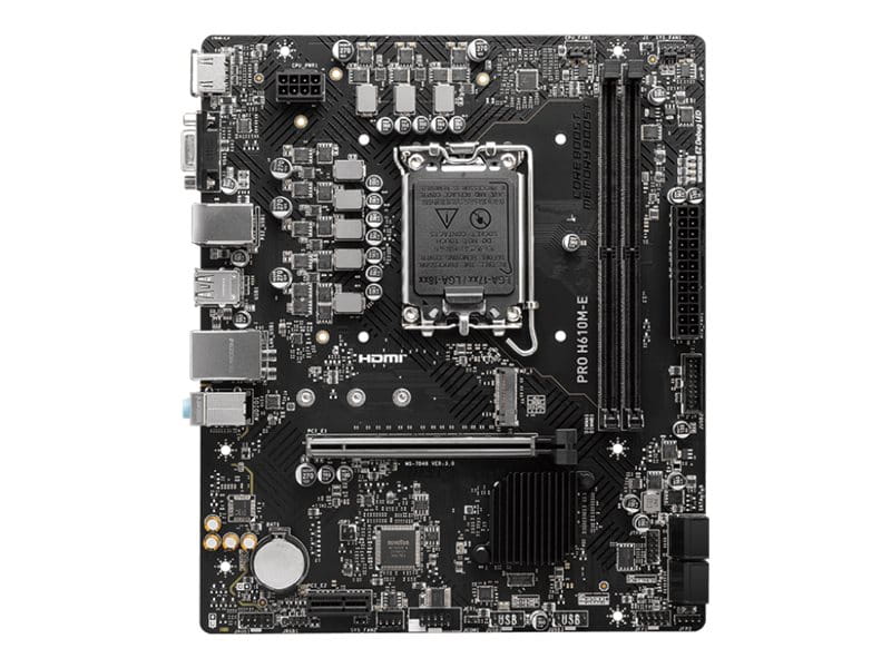 MSI PRO H610M-E - Motherboard - micro ATX - LGA1700-Sockel - H610 Chipsatz - USB 3.2 Gen 1 - Gigabit LAN - Onboard-Grafik (CPU erforderlich)