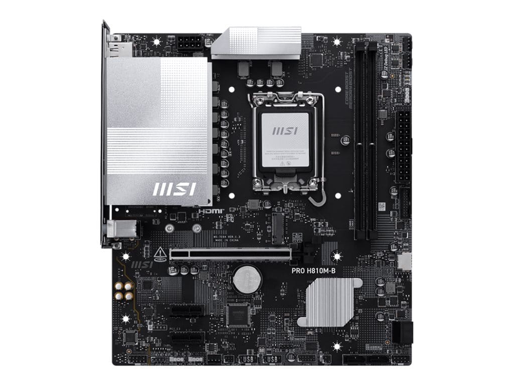 MSI PRO H810M-B - Motherboard - micro ATX - LGA1851-Sockel - H810 Chipsatz - USB 3.2 Gen 1, USB-C 3.2 Gen2 - 2.5 Gigabit LAN - Onboard-Grafik (CPU erforderlich)