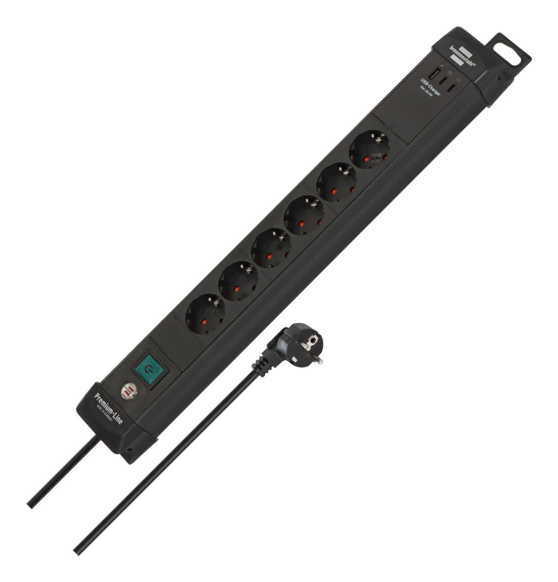 Brennenstuhl 1951160613, 3 m, Drinnen, Kunststoff, Schwarz, 6 AC-Ausgänge, 230 V