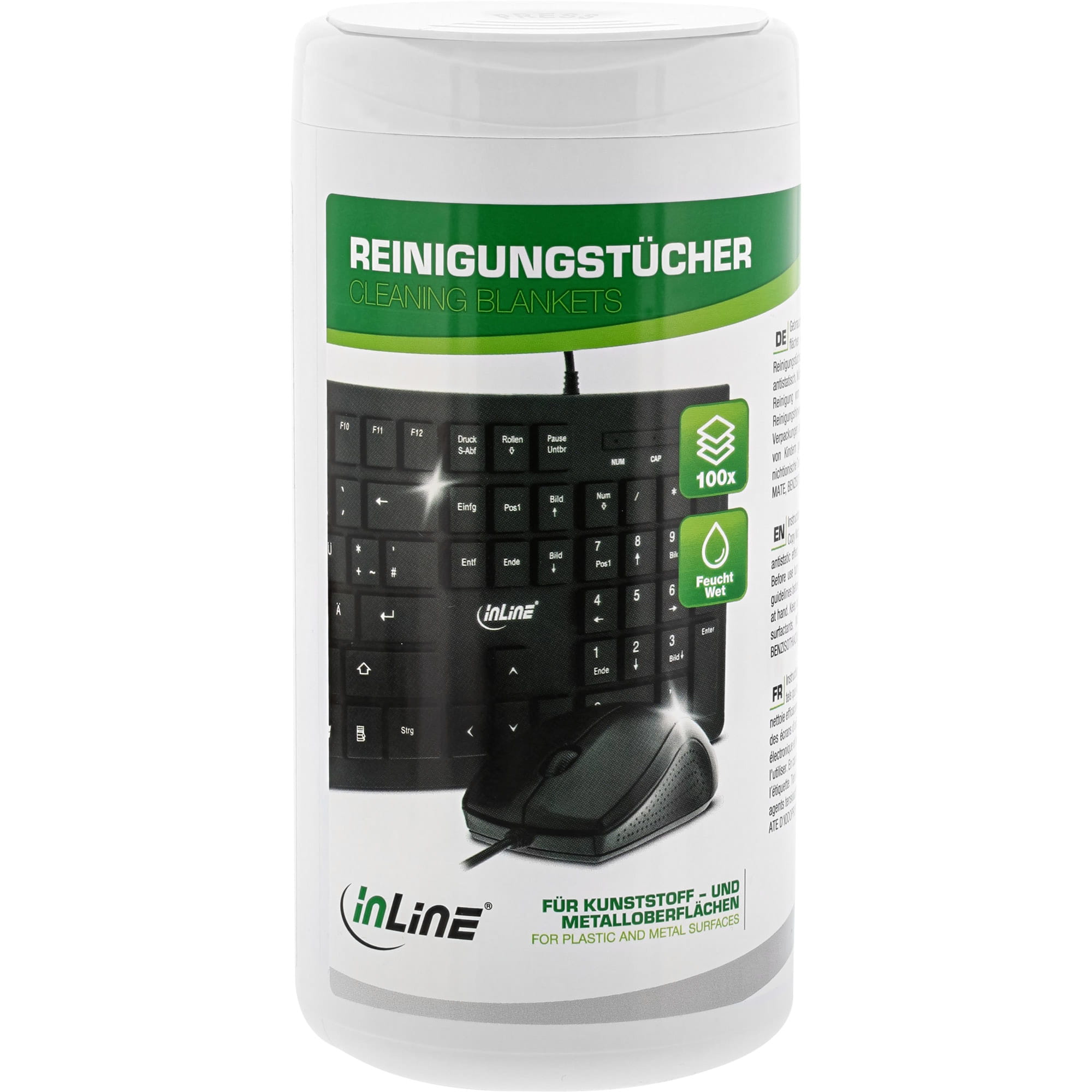 InLine Reinigungstücher - feuchte Computerreinigungstücher - 100 Stück