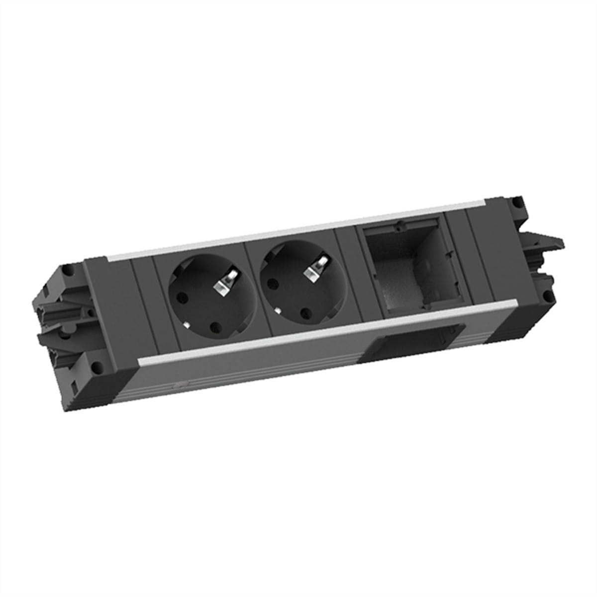 Bachmann STEP ALU - Steckdosenleiste - for 90° custom modules with side outlet - Eingabe, Eingang GST18i3 - Ausgangsanschlüsse: 2 (power CEE 7/3)