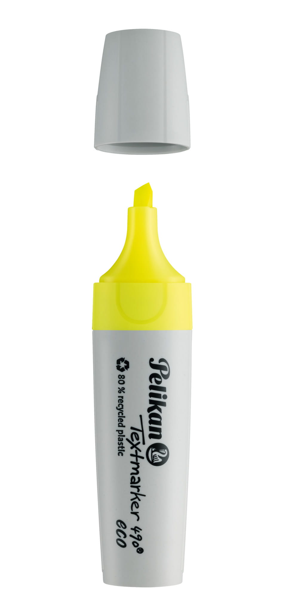 Pelikan Textmarker 490 eco, 1 Stück(e), Gelb, Meißel, Recycelbarer Kunststoff, Fett/Fein/Mittel, 1 mm