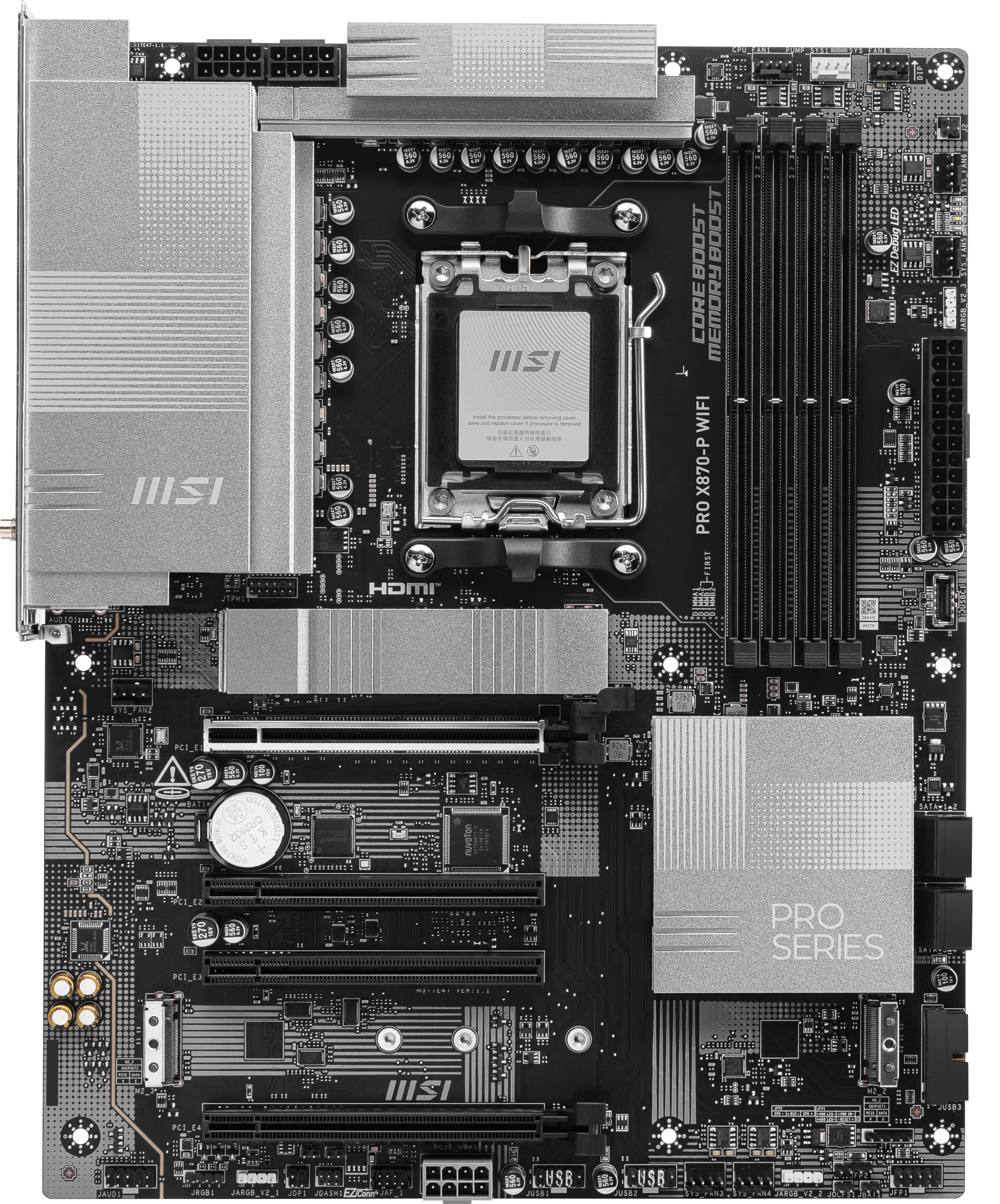 MSI PRO X870-P WIFI - Motherboard - ATX - Socket AM5 - AMD X870 Chipsatz - Wi-Fi 7, 5 Gigabit Ethernet, Bluetooth - Onboard-Grafik (CPU erforderlich)