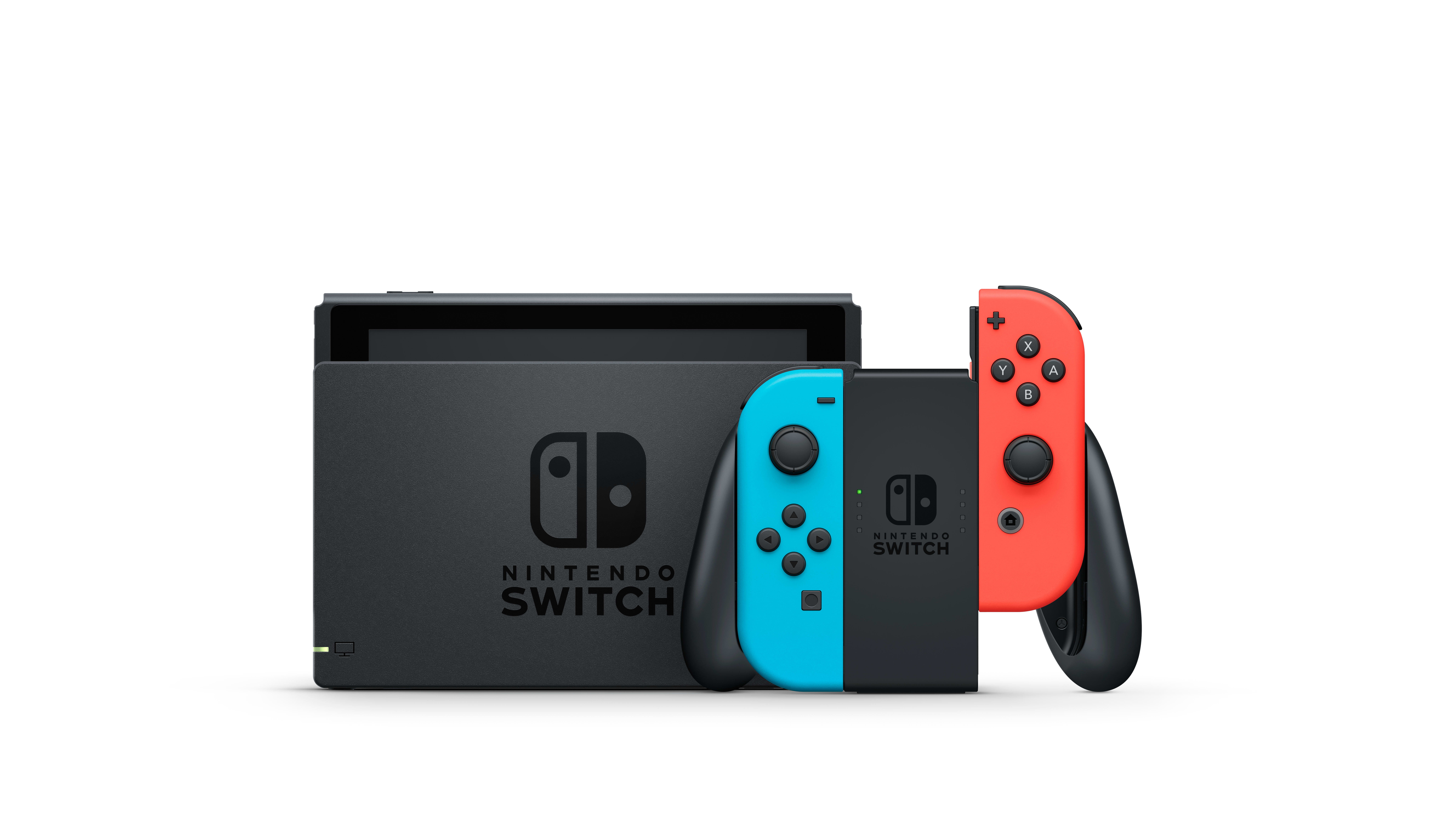 Nintendo Switch with Neon Blue and Neon Red Joy-Con