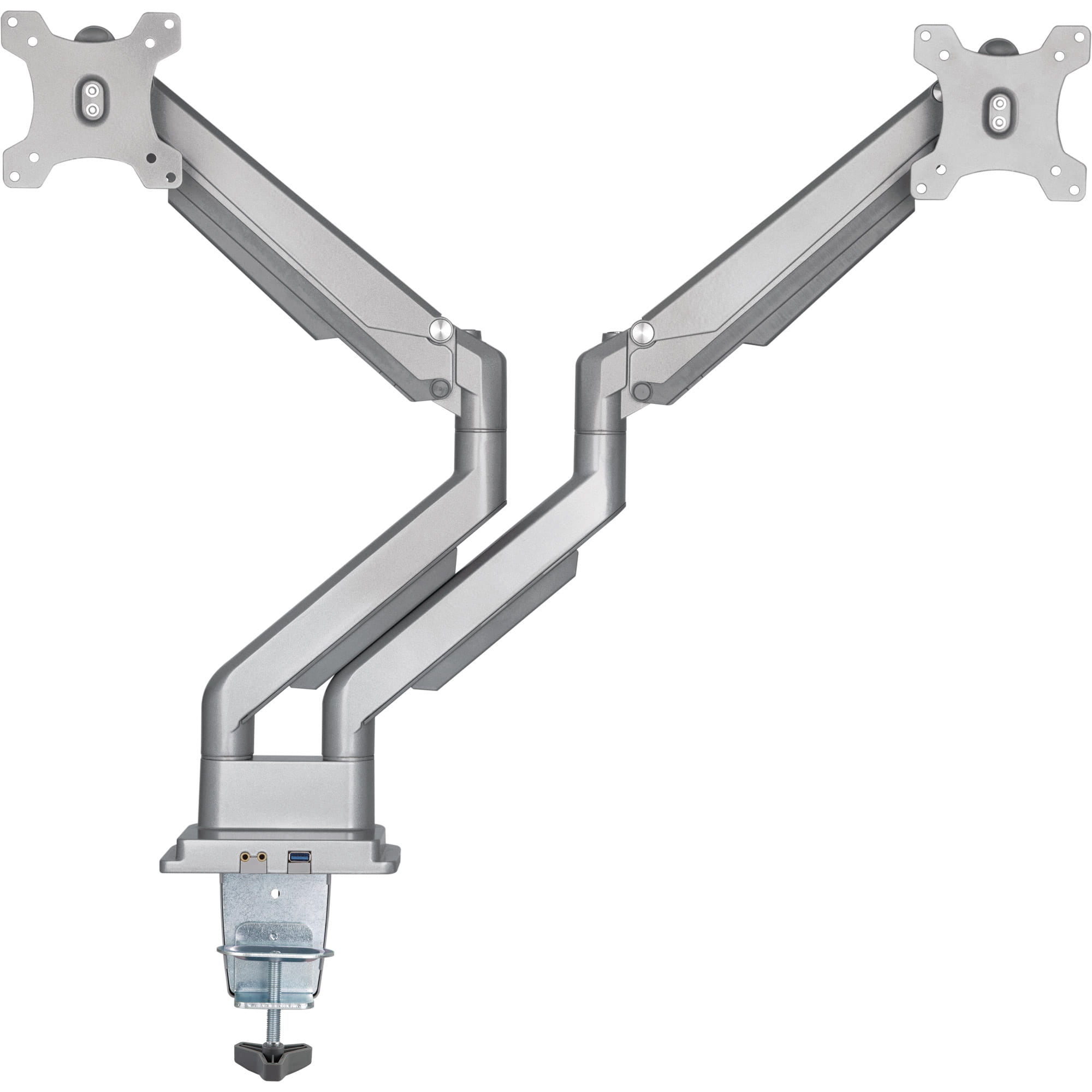 InLine Tischhalterung mit Lifter & USB/Audio - 2 Monitore bis 81cm (32"),silber
