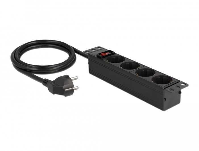Delock Steckdosenleiste (Wandmontage) - AC 220-250 V - 3500 Watt - Eingabe, Eingang power CEE 7/7 - Ausgangsanschlüsse: 4 (4 x CEE 7/3)
