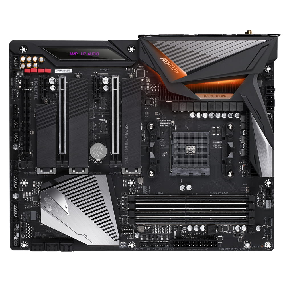 Gigabyte X570 AORUS ULTRA (rev. 1.0), AMD, Sockel AM4, AMD Ryzen 2000 Series, AMD Ryzen 3000 Series, DDR4-SDRAM, 128 GB, DIMM