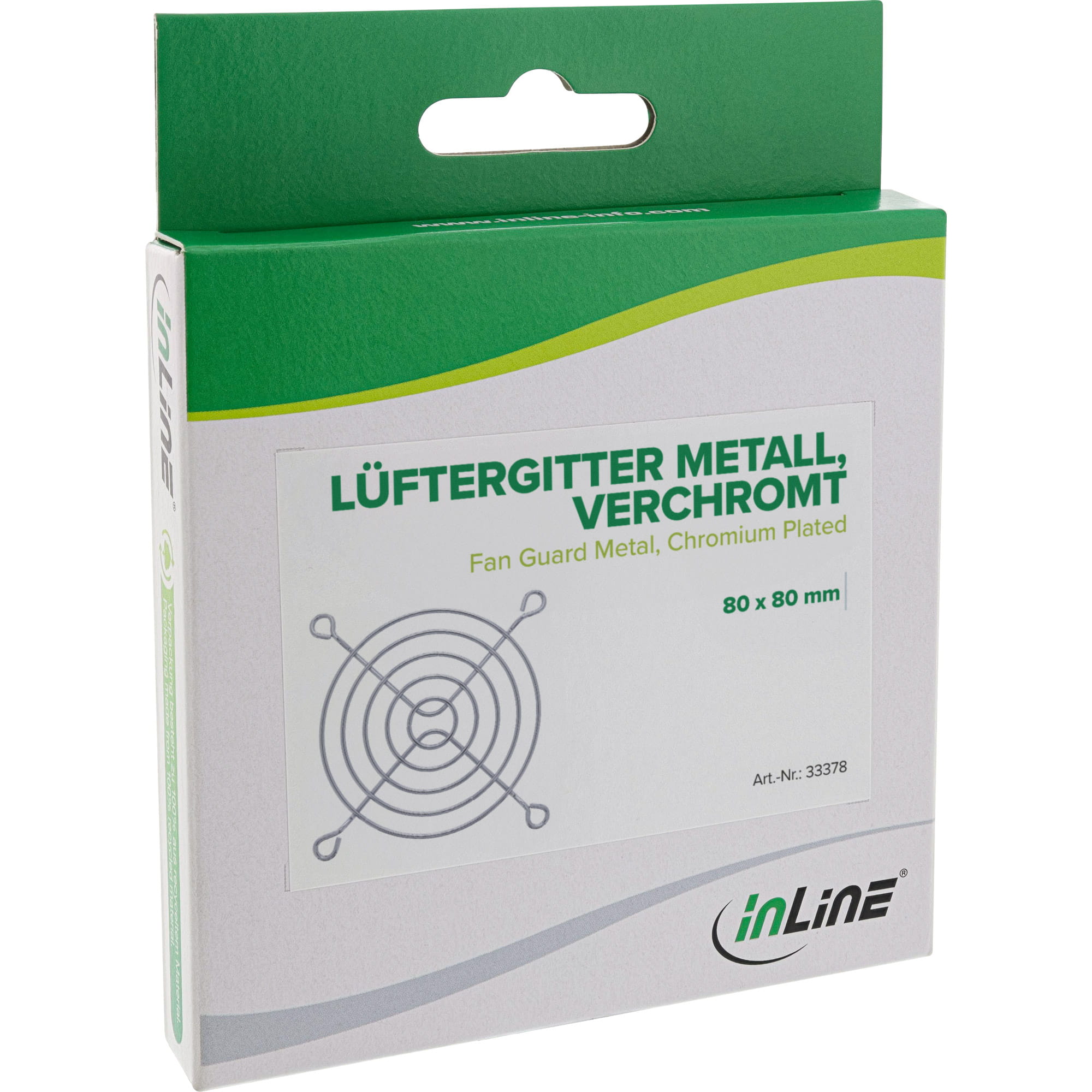 InLine Lüftergitter Metall - verchromt - 80x80mm