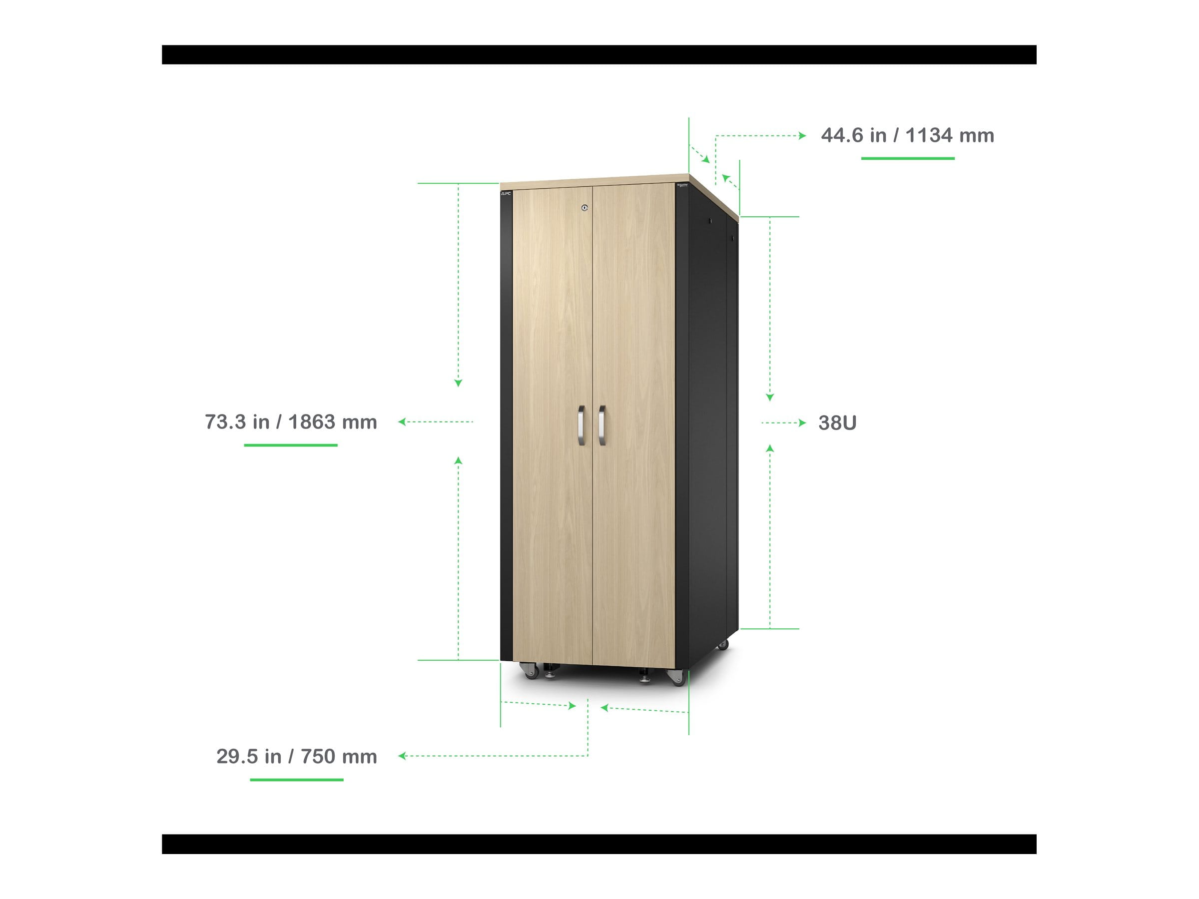 APC NetShelter - Schrank (horizontal) - schallisoliert - Wechselstrom 230 V - Ahorn - 38U - 48.3 cm (19")