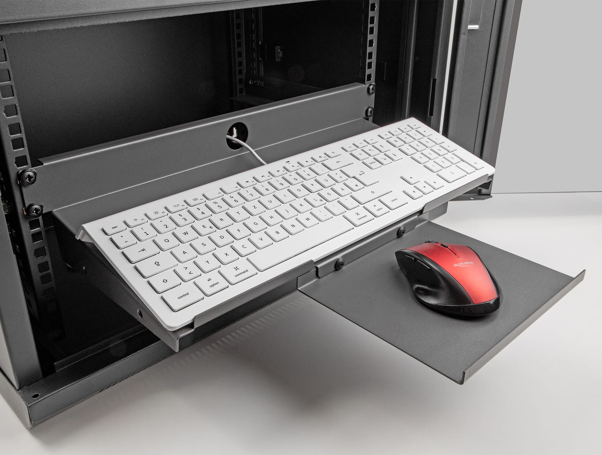 Delock Rack Tastatur-/Mausablage - Dunkelgrau - 1U - 48.3 cm (19")
