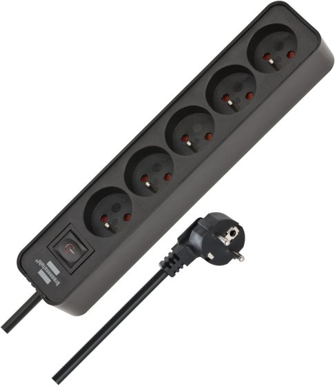 Brennenstuhl 1153254300, 3 m, Drinnen, IP20, Schwarz, 5 AC-Ausgänge, 230 V