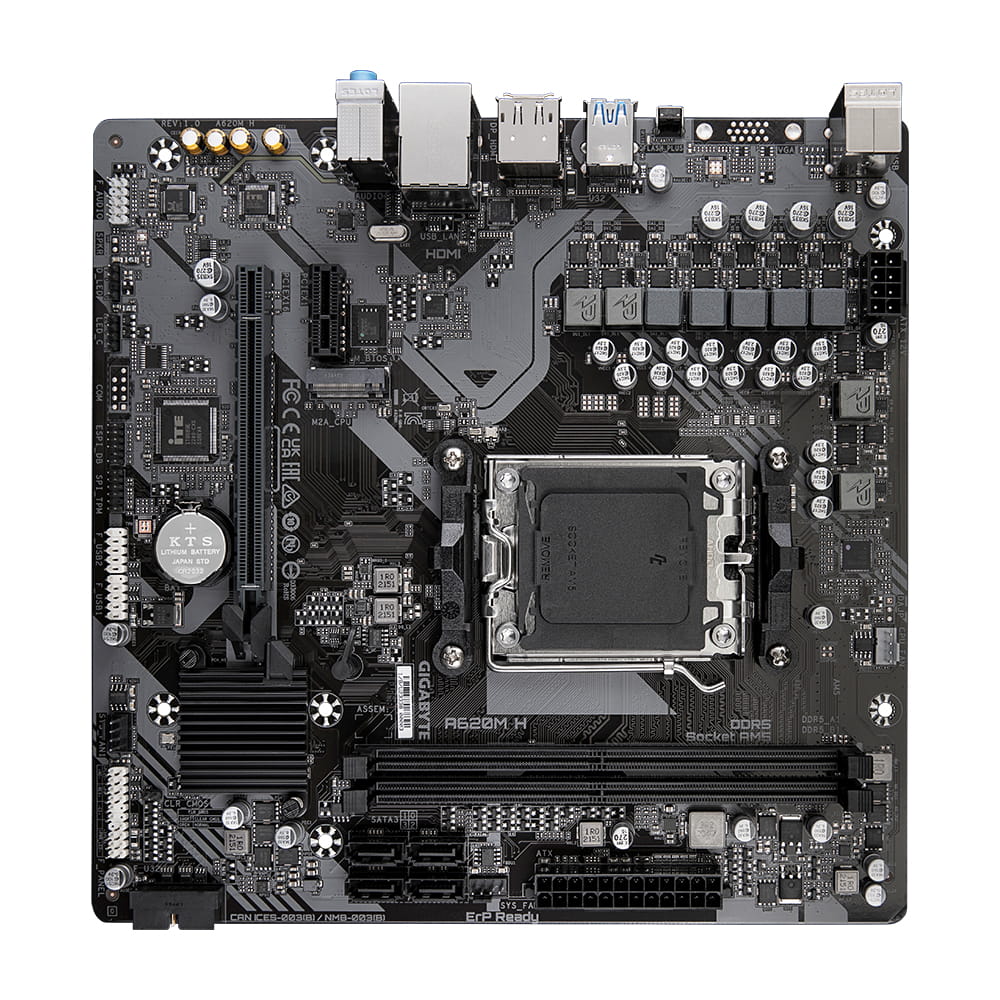 Gigabyte A620M H - Motherboard - micro ATX - Socket AM5 - AMD A620 Chipsatz - USB 3.2 Gen 1, USB-C 3.2 Gen 1 - Gigabit LAN - Onboard-Grafik (CPU erforderlich)