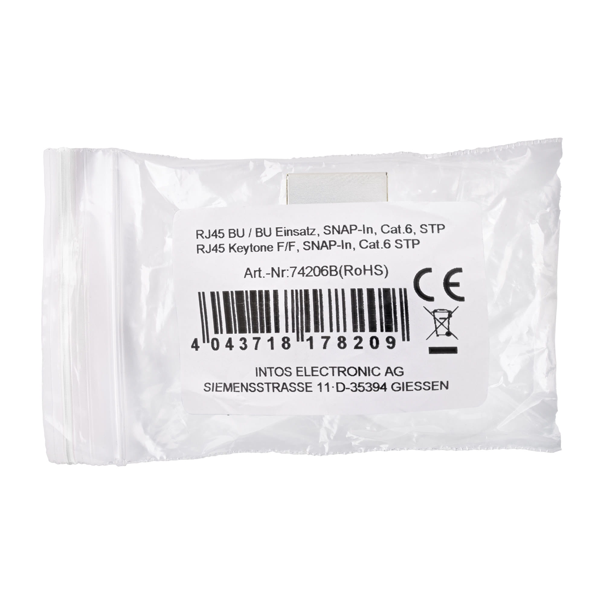 InLine Keystone RJ45 Buchse / Buchse - SNAP-In - Cat.6 - STP - bulk