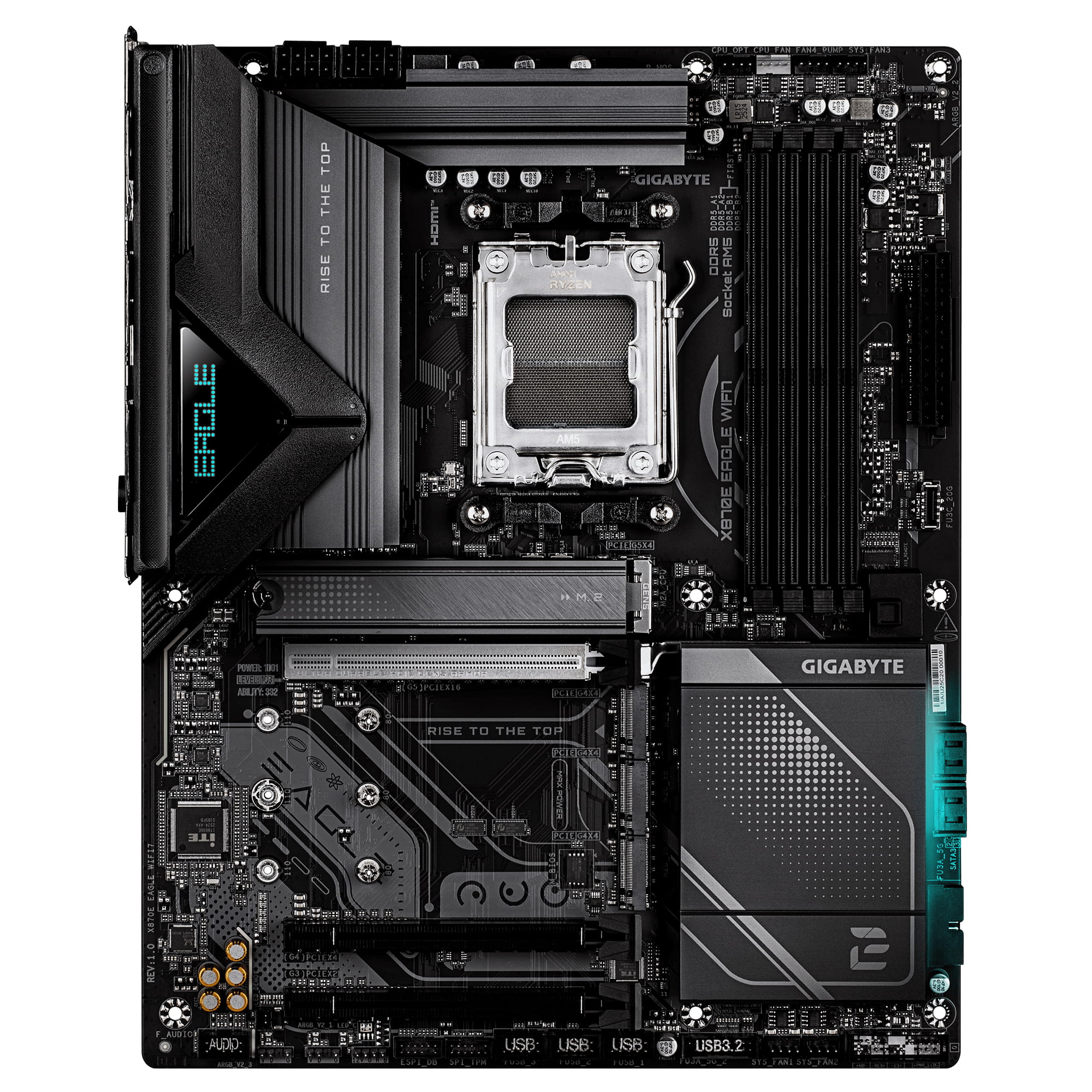 Gigabyte X870E EAGLE WIFI7 - Motherboard - ATX - Socket AM5 - AMD X870E Chipsatz - USB4, USB 3.2 Gen 1, USB-C 3.2 Gen 2x2, USB 3.2 Gen 2 - 5 Gigabit Ethernet, Wi-Fi 7, Bluetooth - Onboard-Grafik (CPU erforderlich)