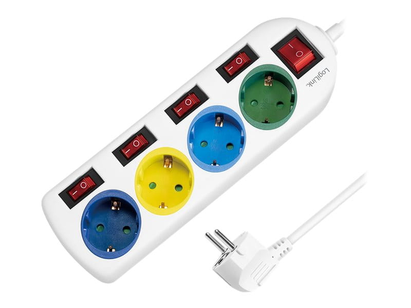LogiLink Multicolor - Steckdosenleiste - Wechselstrom 250 V - 3680 Watt - Ausgangsanschlüsse: 4 (4 x CEE 7/3)