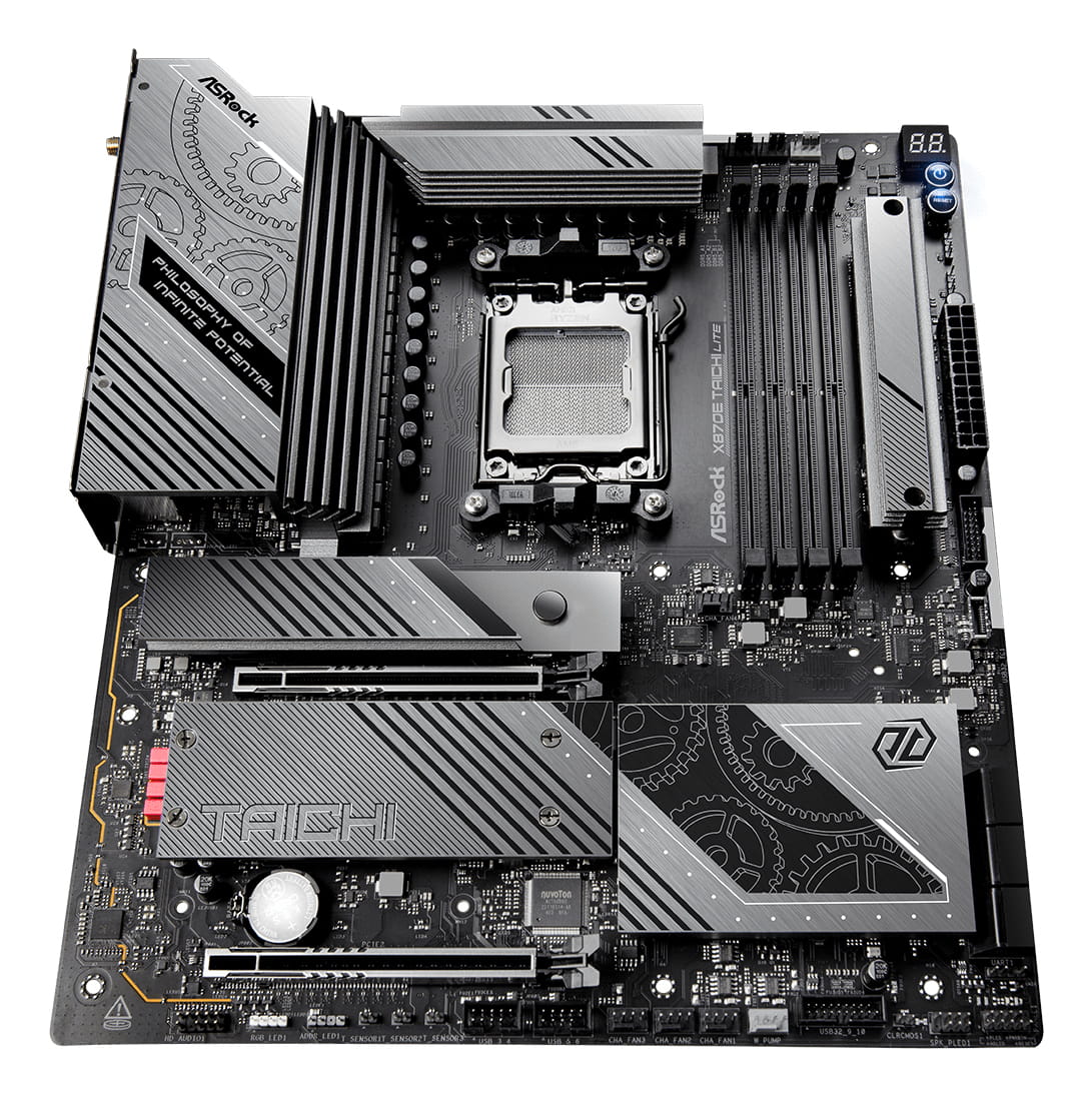 ASRock X870E Taichi Lite - Motherboard - E-ATX - Socket AM5 - AMD X870E Chipsatz - USB4, USB 3.2 Gen 1, USB 3.2 Gen 2, USB-C 3.2 Gen 2x2 - 5 Gigabit Ethernet, Wi-Fi 7, Bluetooth - Onboard-Grafik (CPU erforderlich)