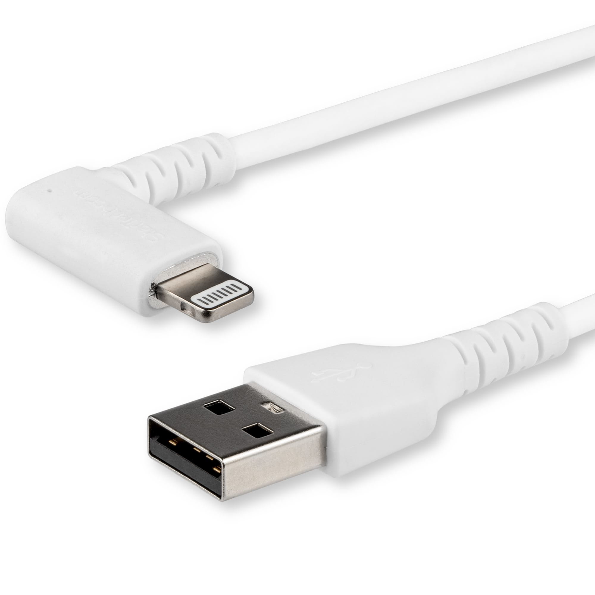 StarTech.com 2m USB-A auf Lightning-Kabel - 90° rechtwinkliges USB Typ-A auf Ladekabel - Synchronisationskabel - Apple MFi-zertifiziert iPad/iPhone 12 - Weiß (RUSBLTMM2MWR)