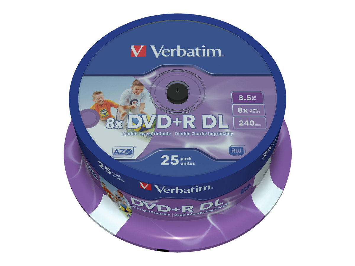 Verbatim 25 x DVD+R DL - 8.5 GB 8x - breite bedruckbare Oberfläche