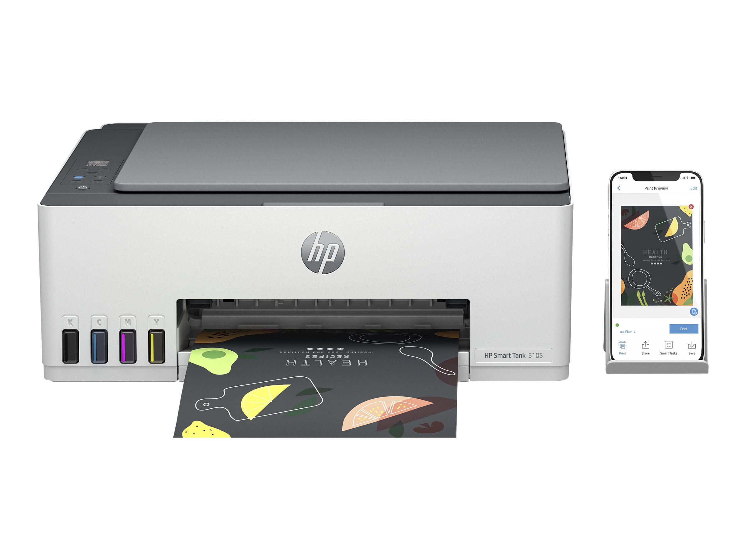HP Smart Tank 5105 All-in-One - Multifunktionsdrucker - Farbe - Tintenstrahl - nachfüllbar - Legal (216 x 356 mm)