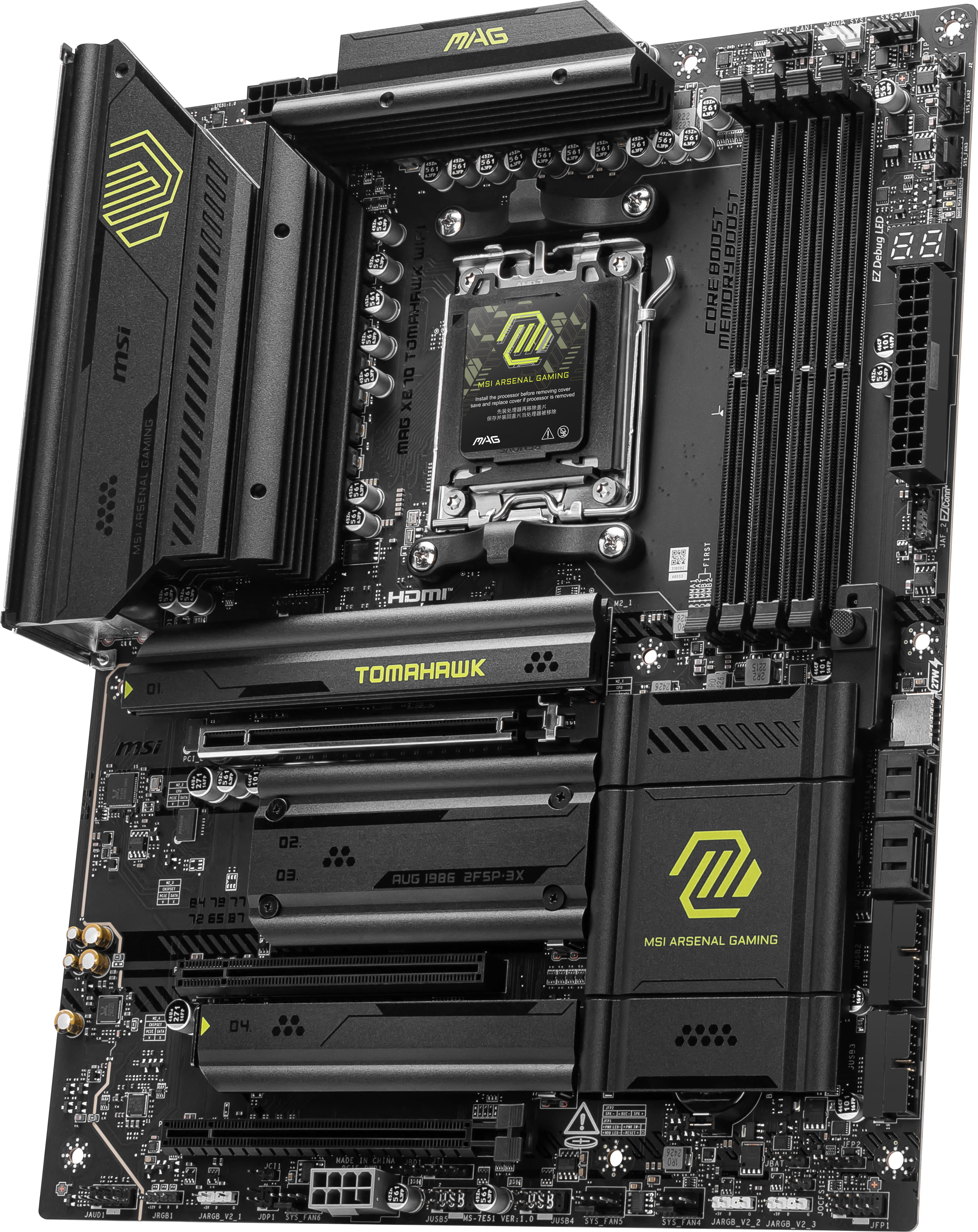 MSI MAG X870 TOMAHAWK WIFI - Motherboard - ATX - Socket AM5 - AMD X870 Chipsatz - USB 3.2 Gen 2, USB4, USB-C 3.2 Gen 2x2, USB 3.2 Gen 1 - 5 Gigabit Ethernet, Wi-Fi 7 - Onboard-Grafik (CPU erforderlich)