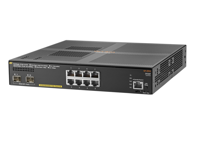 HPE Aruba Networking 2930F 8G PoE+ 2SFP+ TAA - Switch - L3 - managed - 8 x 10/100/1000 (PoE+)