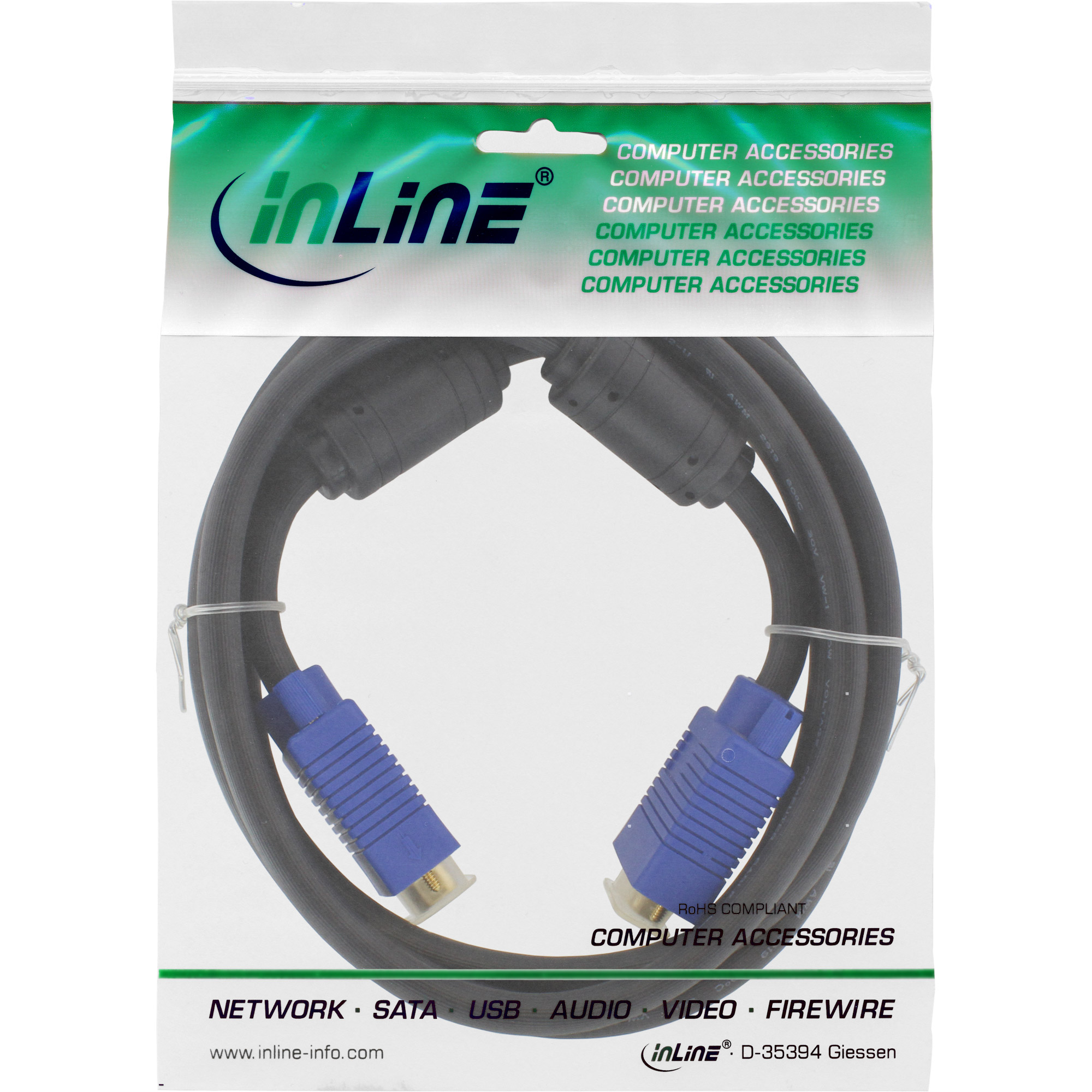 InLine S-VGA Verlängerung Premium - 15pol HD Stecker / Buchse - schwarz - 5m