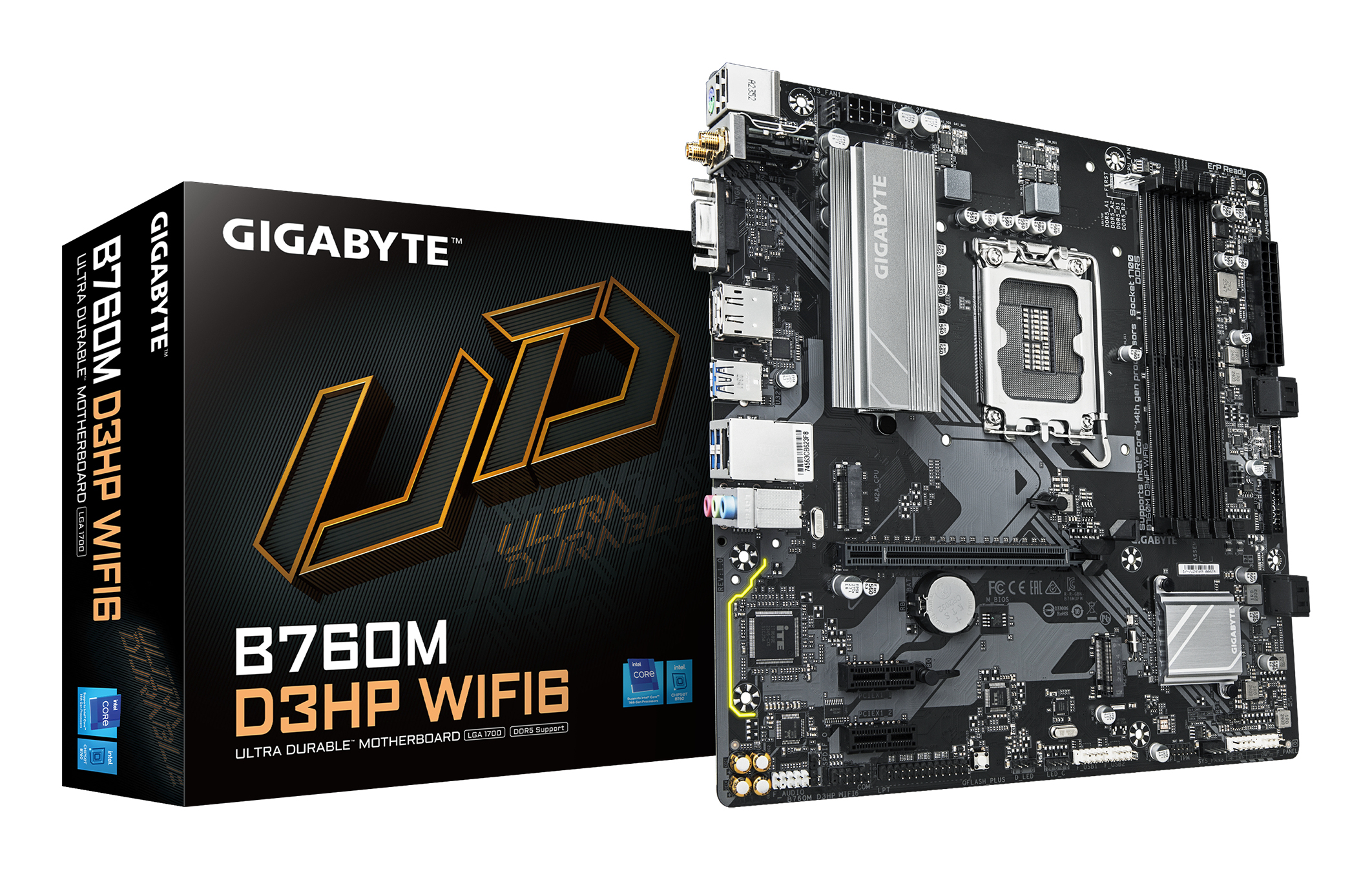 Gigabyte B760M D3HP WIFI6 - Motherboard - micro ATX - LGA1700 Sockel - B760 Chipsatz - USB-C 3.2 Gen 1, USB 3.2 Gen 1 - Gigabit LAN, Bluetooth, Wi-Fi 6 - Onboard-Grafik (CPU erforderlich)