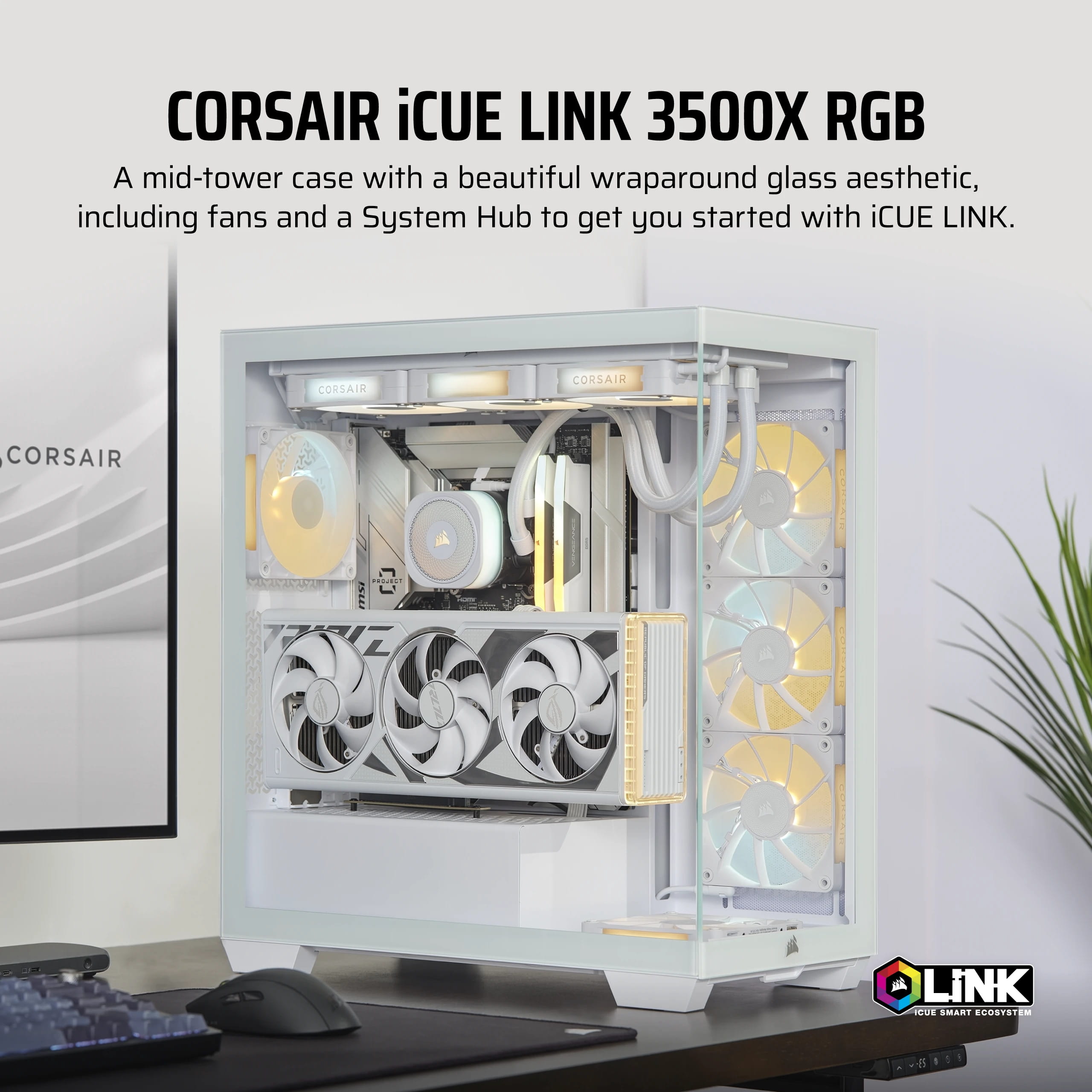 Corsair iCUE LINK 3500X RGB - Mid tower - E-ATX - Seitenteil mit Fenster (gehärtetes Glas)