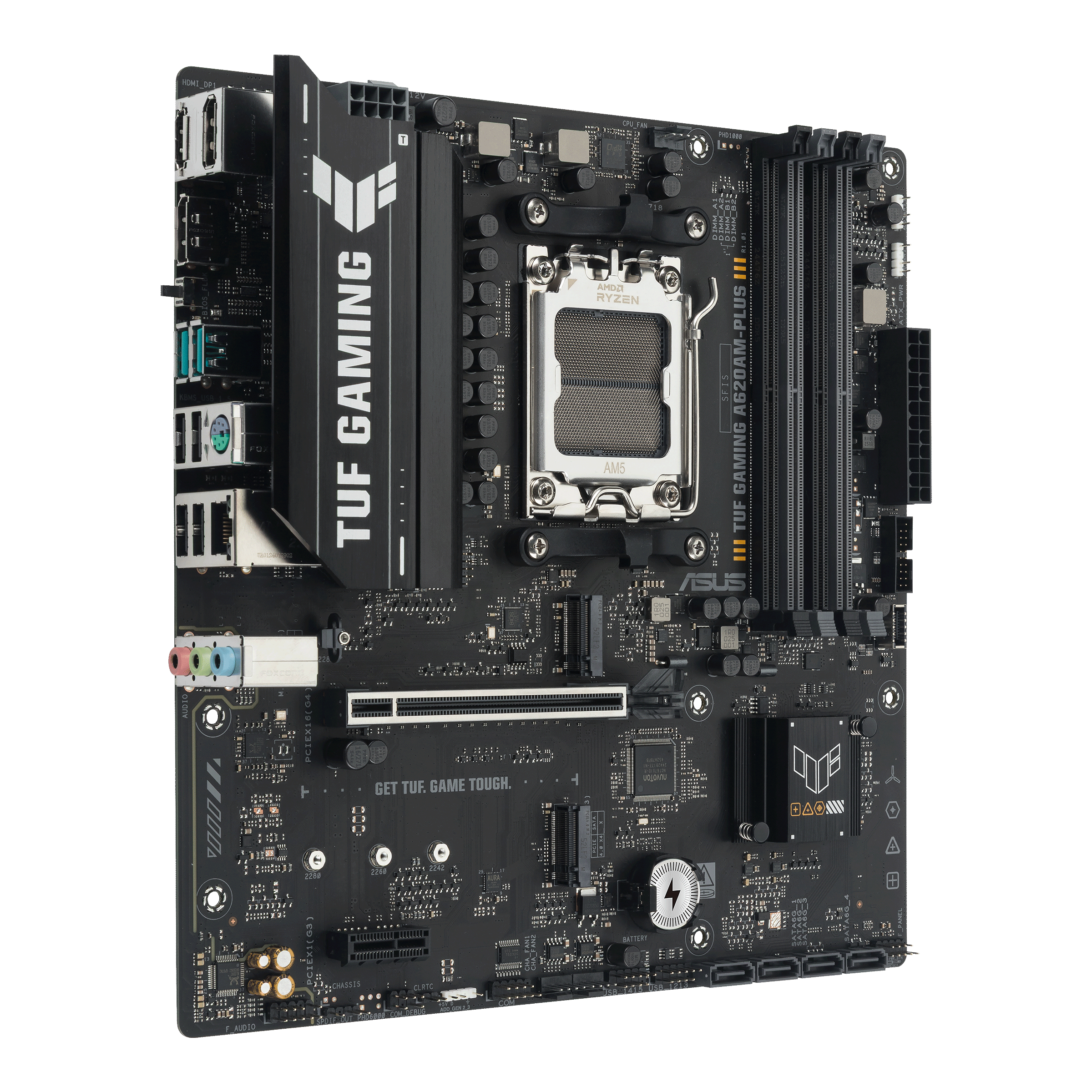ASUS TUF GAMING A620AM-PLUS - Motherboard - micro ATX - Socket AM5 - AMD A620A Chipsatz - USB 3.2 Gen 1, USB-C 3.2 Gen 1, USB 3.2 Gen 2 - 2.5 Gigabit LAN - Onboard-Grafik (CPU erforderlich)