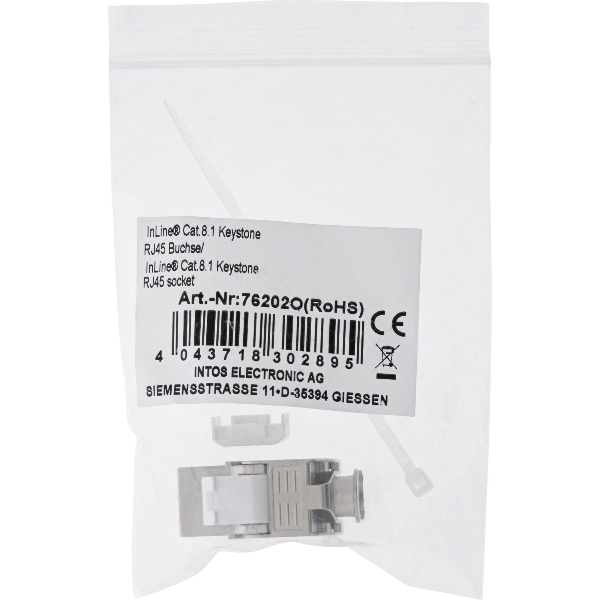 InLine Keystone RJ45 Buchse - SNAP-In - Cat.8.1 - schmale Ausführung