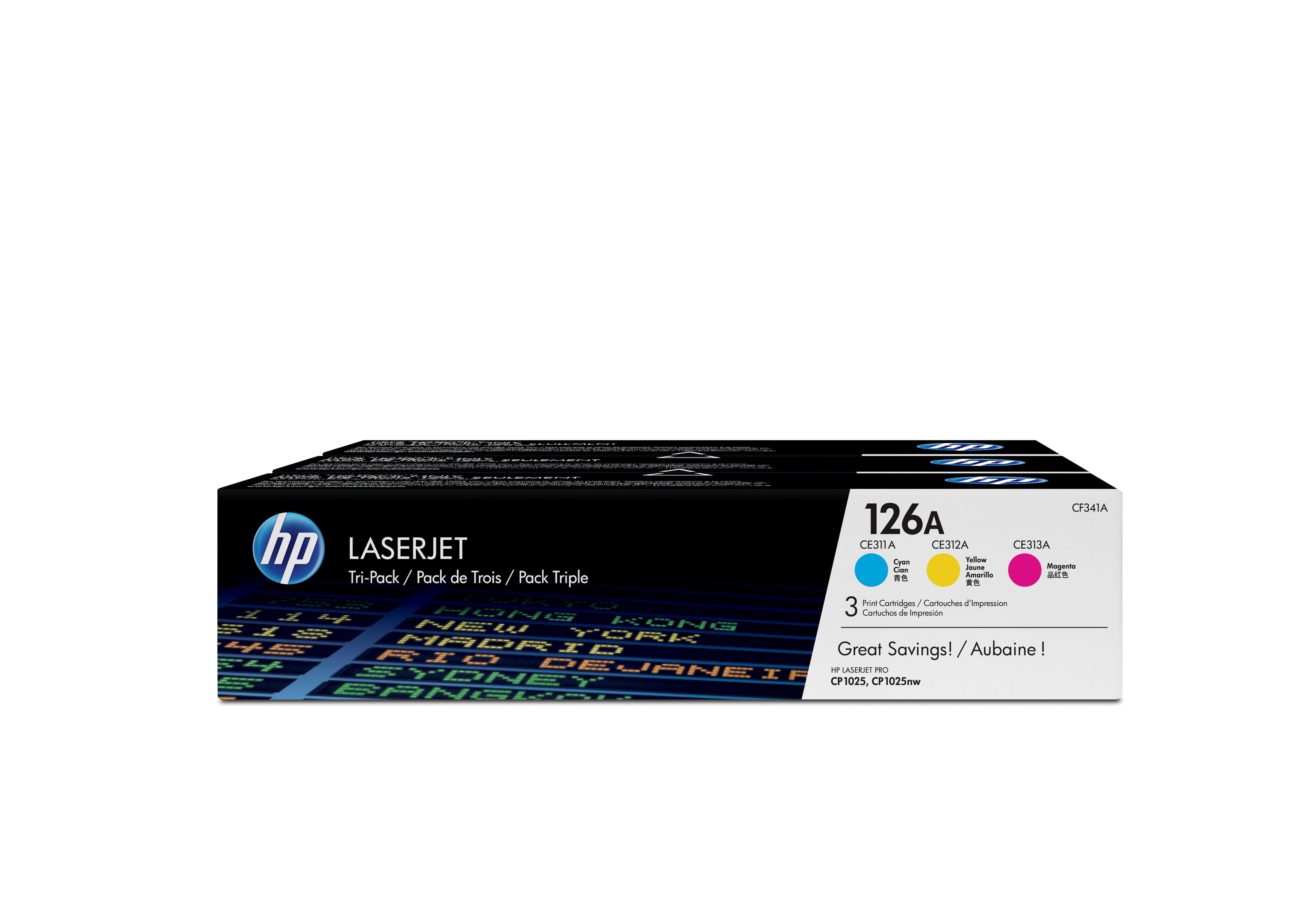HP 126A - 3er-Pack - Gelb, Cyan, Magenta - original - LaserJet - Tonerpatrone (CF341A)